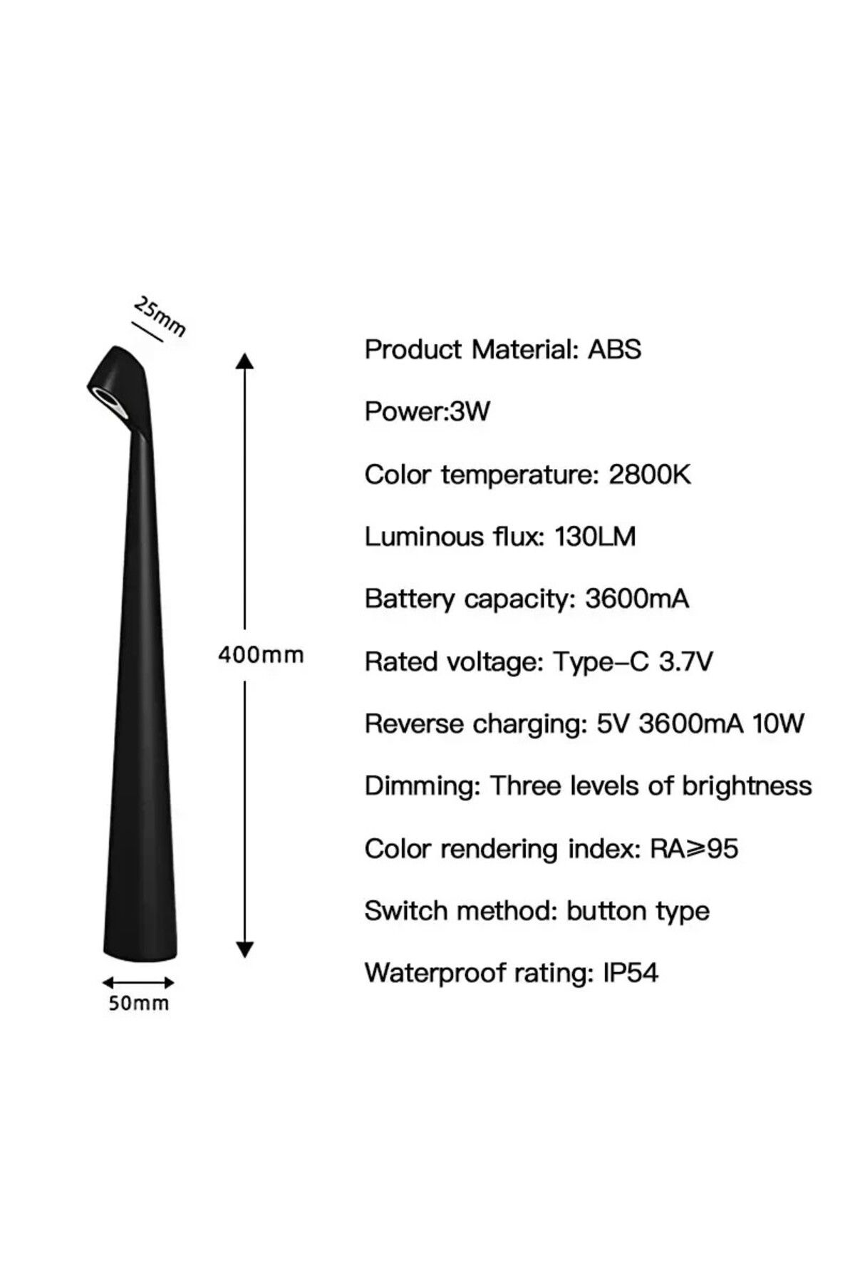 Tescomak-Rechargeable LED table lamp with 3 brightness levels, white 13