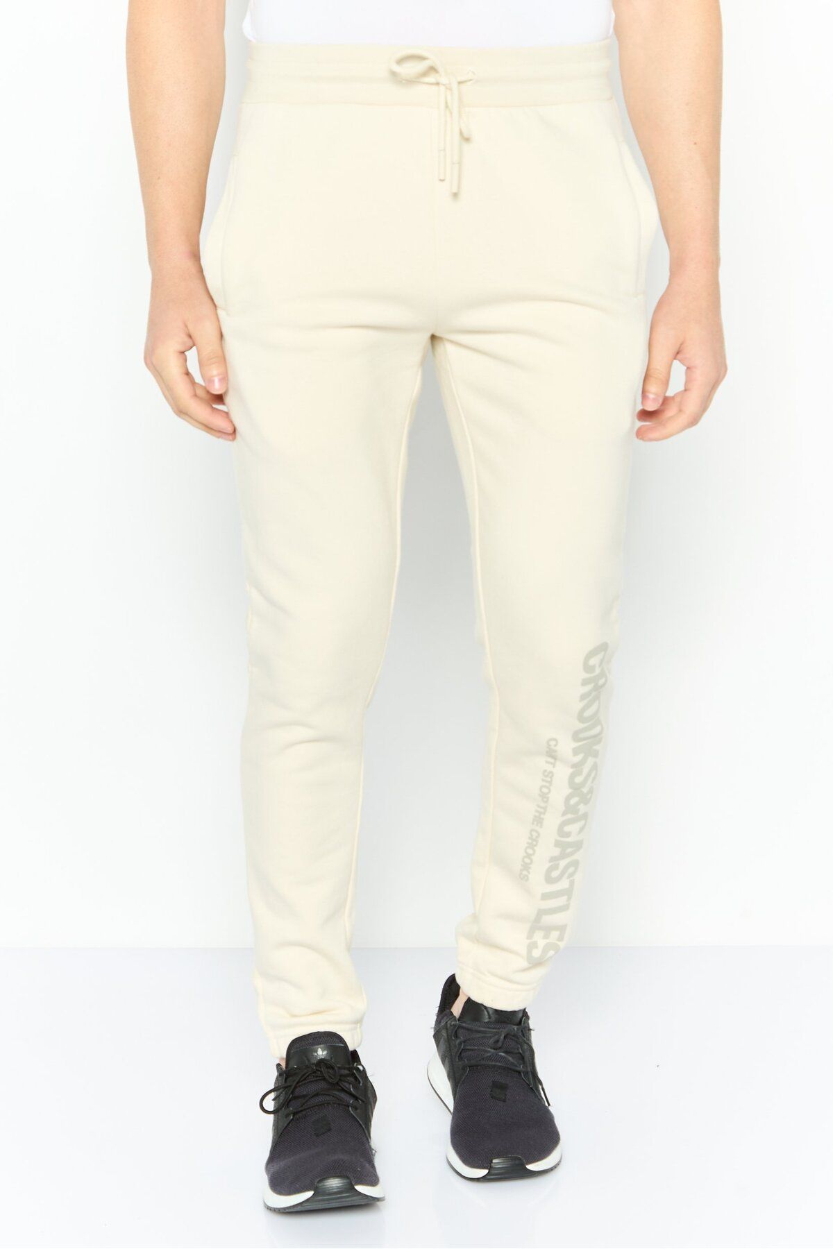 CROOKS CASTLES-Men Regular Fit Plain Jogger Pants, Off White 1
