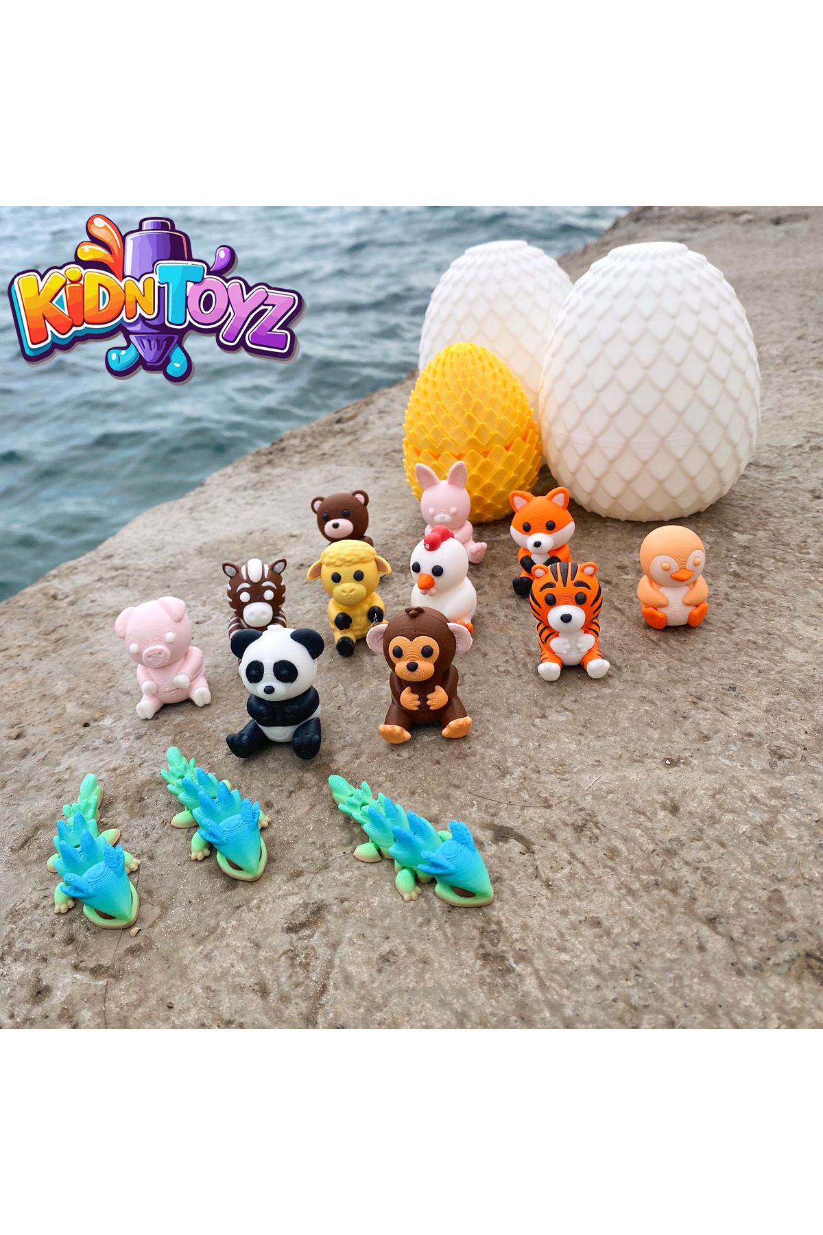 kidntoyz-مجموعة ميجا كيبريك للحيوانات – 14 قطعة من ألعاب الحيوانات الصغيرة + بيضة مفاجأة 4