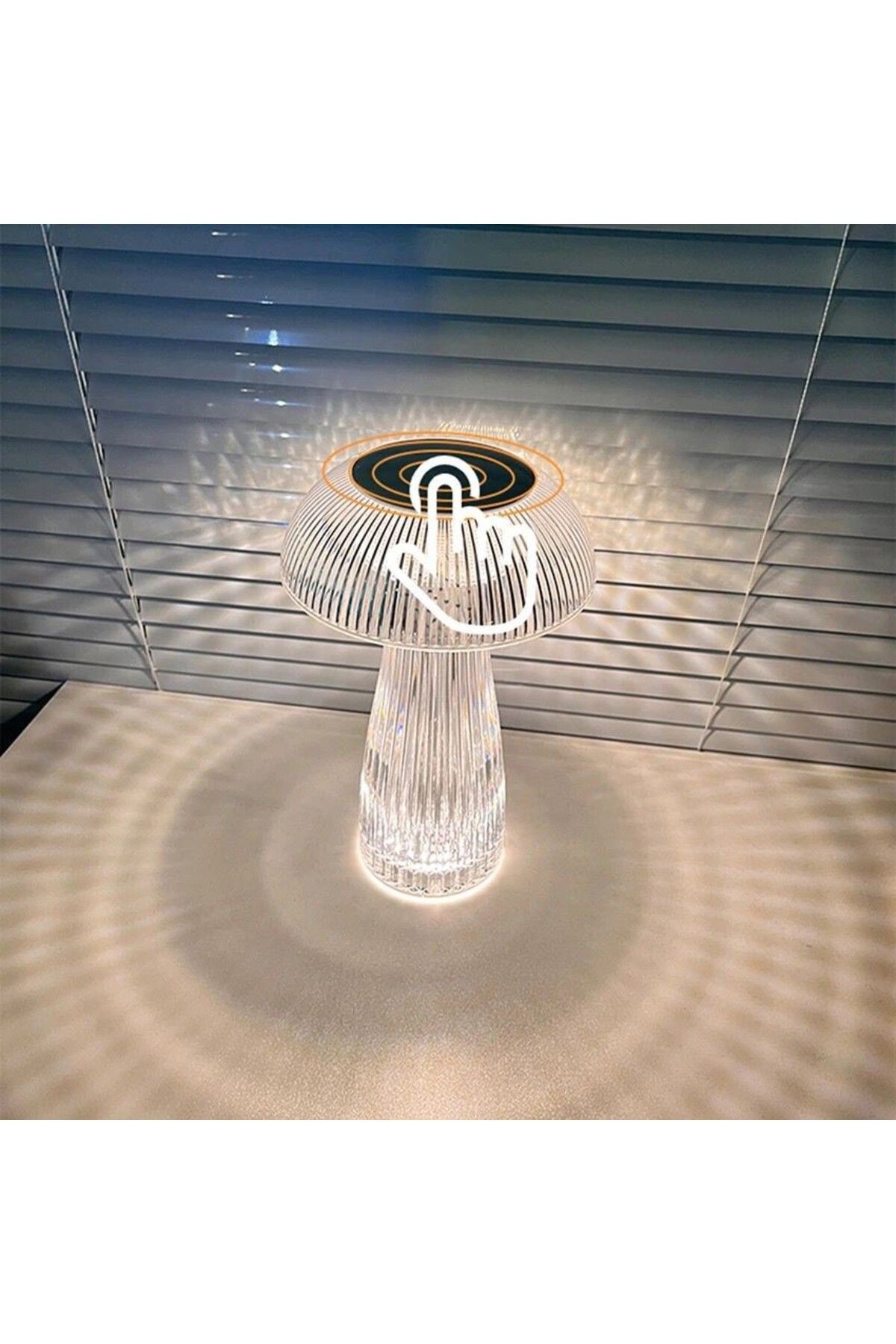 Andowl-Table lamp, crystal mushroom style with RGB LED and transparent remote control 7
