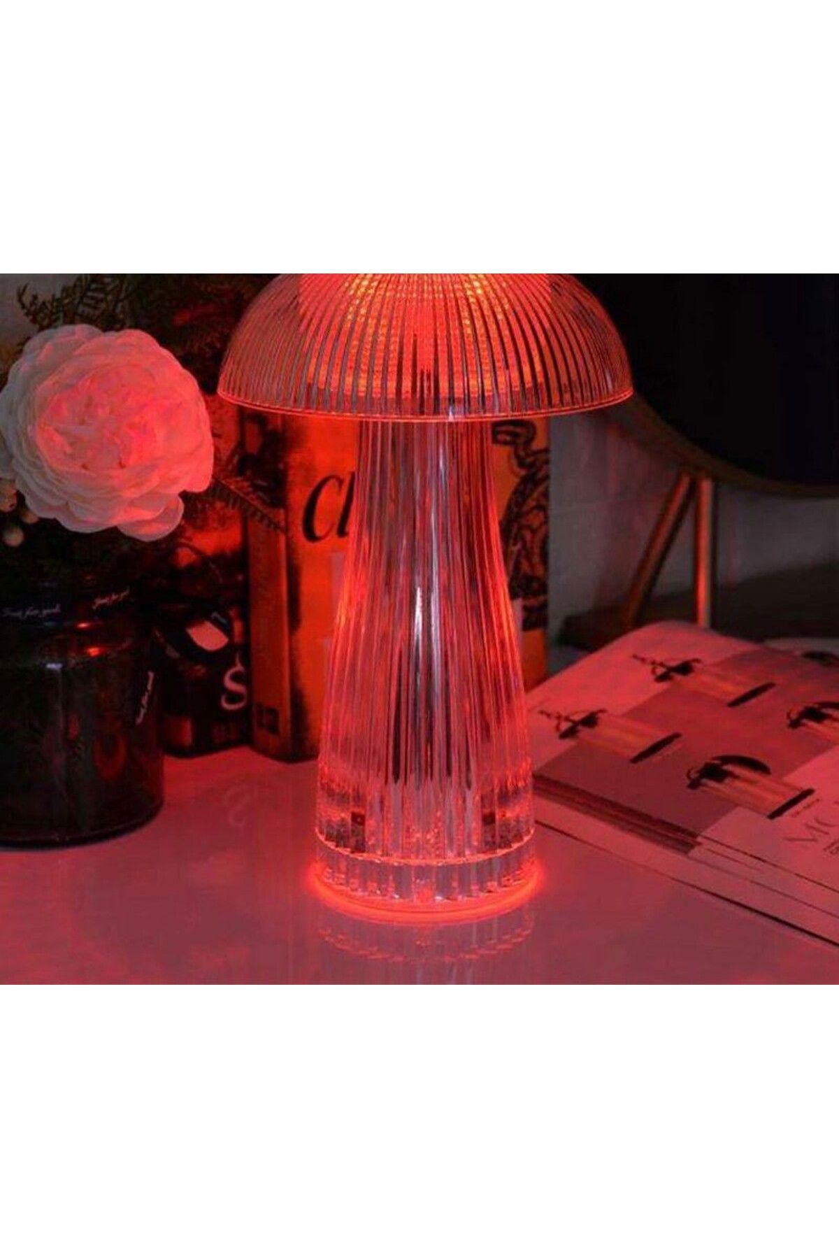 Andowl-Table lamp, crystal mushroom style with RGB LED and transparent remote control 10