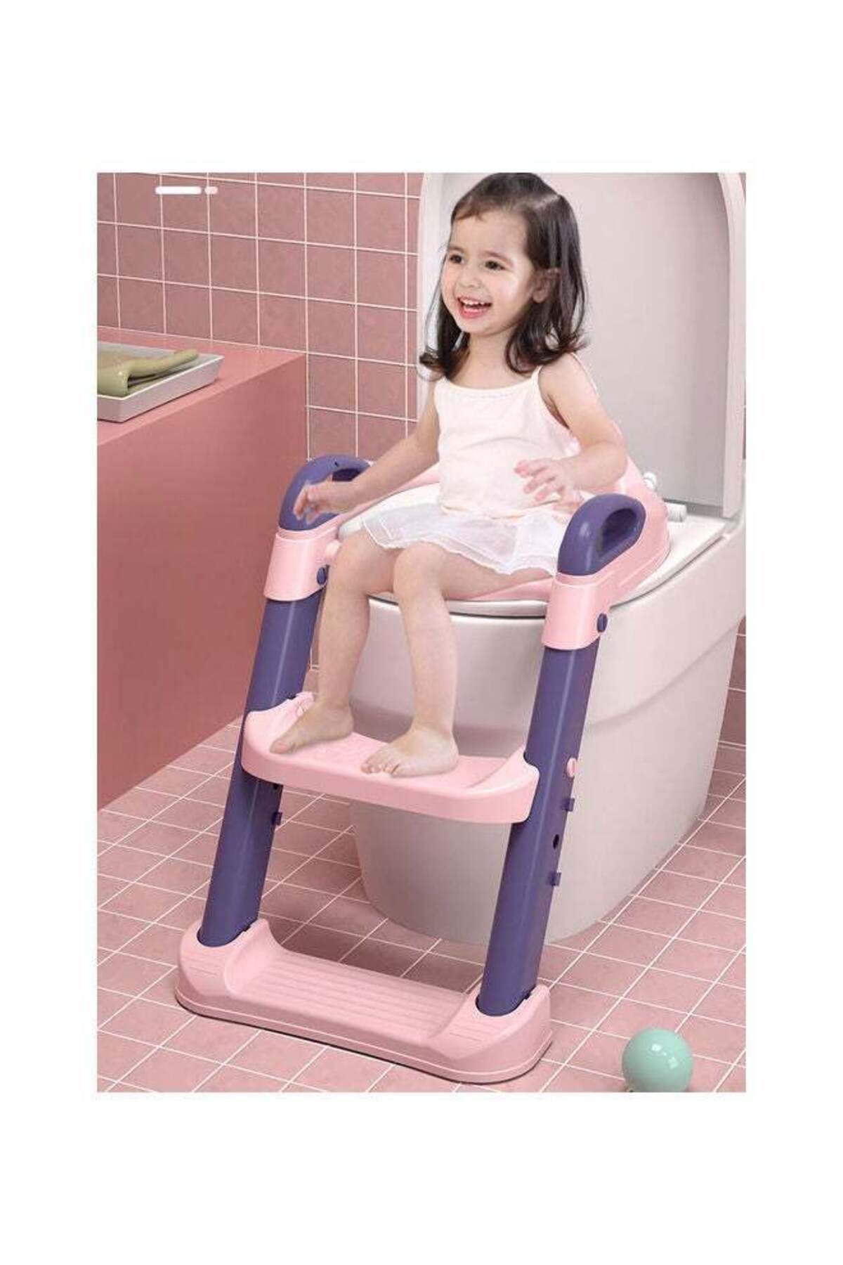 Saharaz-Foldable Toilet Training Seat With Adjustable Step Stool Ladder,ergonomics design and soft padded 1