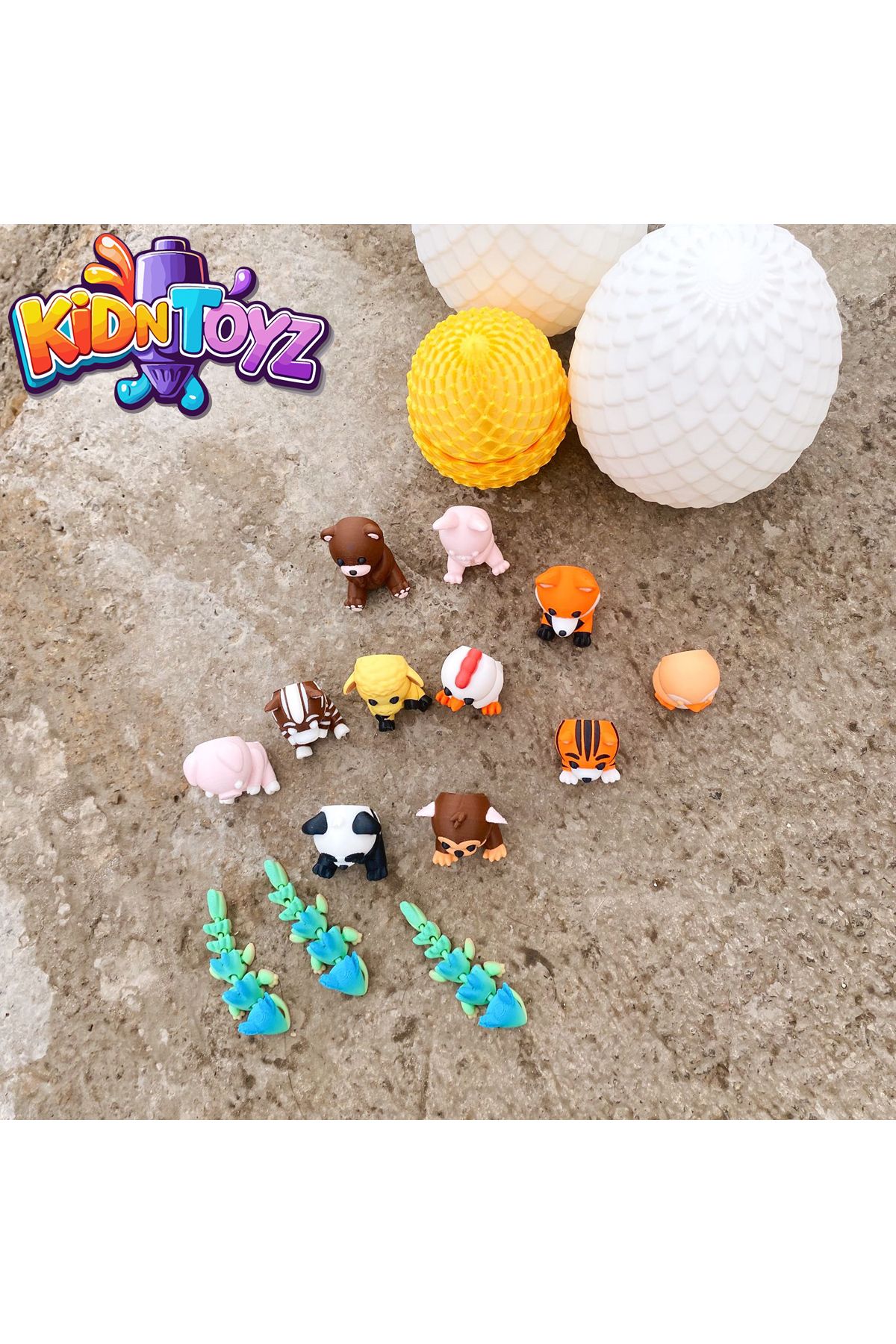 kidntoyz-مجموعة ميجا كيبريك للحيوانات – 14 قطعة من ألعاب الحيوانات الصغيرة + بيضة مفاجأة 3
