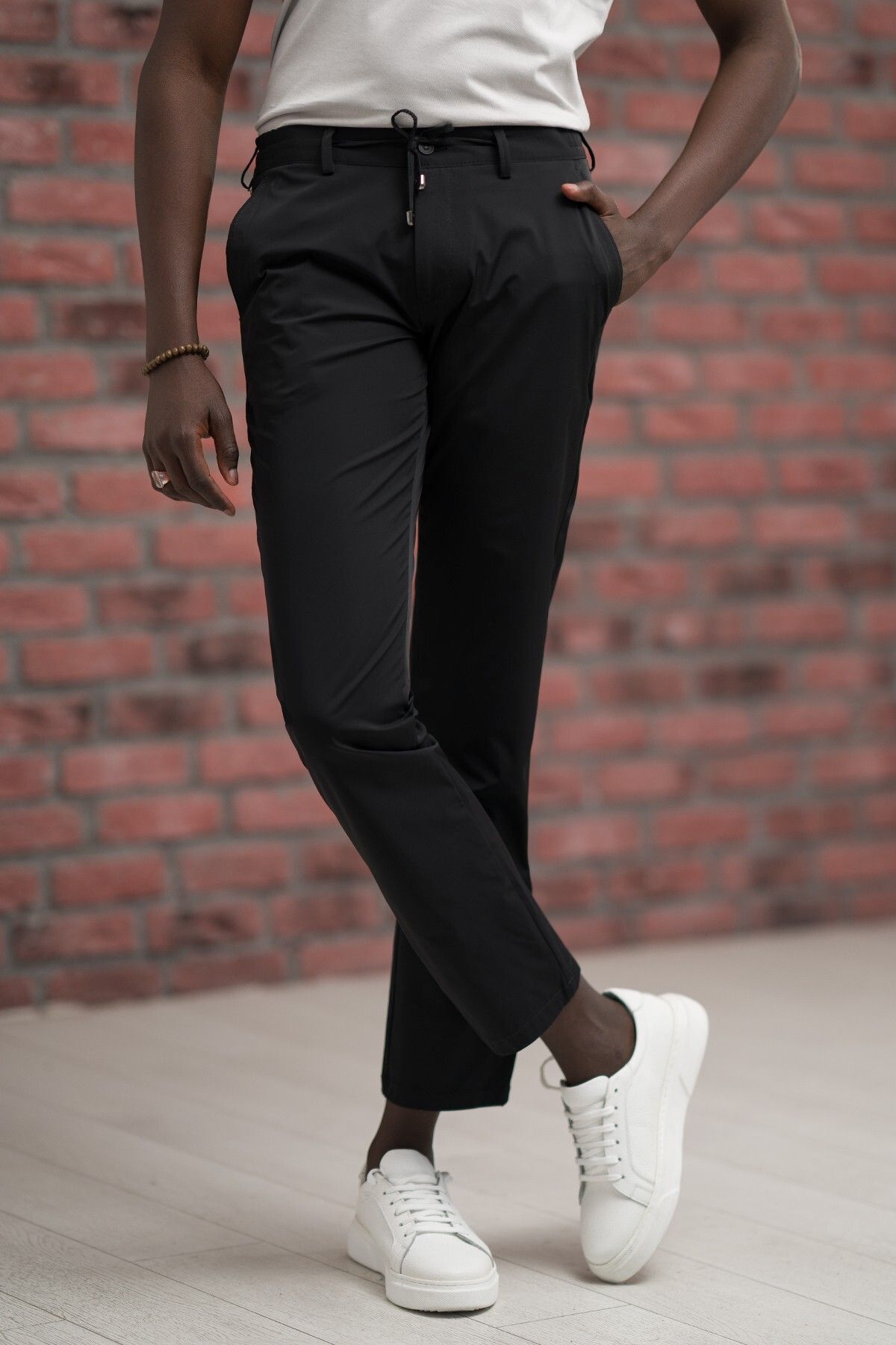 Paul Martin-Regular Fit Lycra Parachute Fabric Jogger Pants with Threaded Waist and Elastic 4