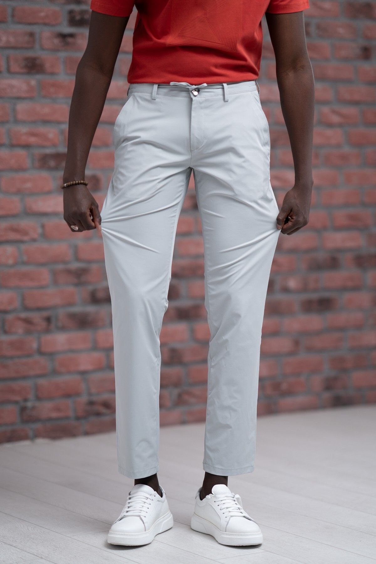 Paul Martin-Regular Fit Lycra Parachute Fabric Jogger Pants with Threaded Waist and Elastic 4