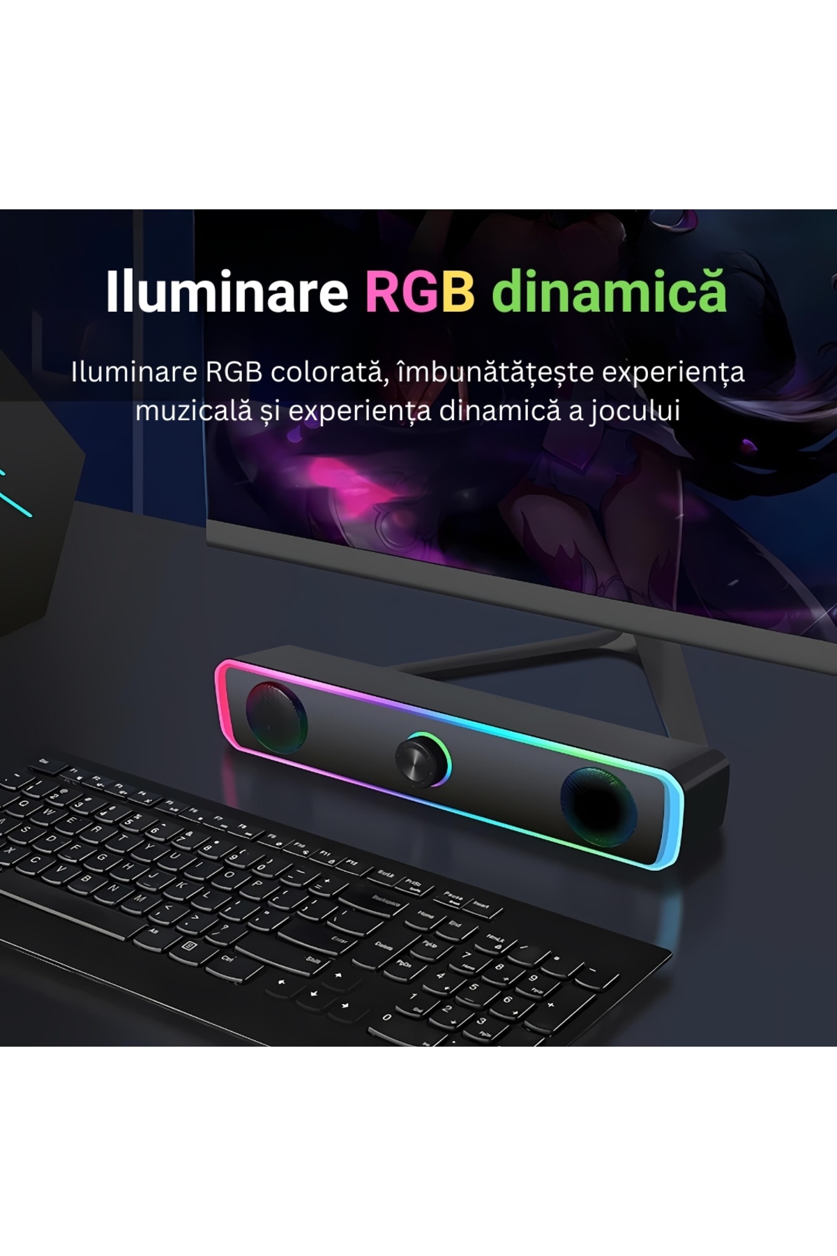 A ATAB-PC Gaming Speaker, Bluetooth Multimedia, Rgb Lighting, 3.5 Mm Jack Connection, Usb, 360 Surround Sound 3