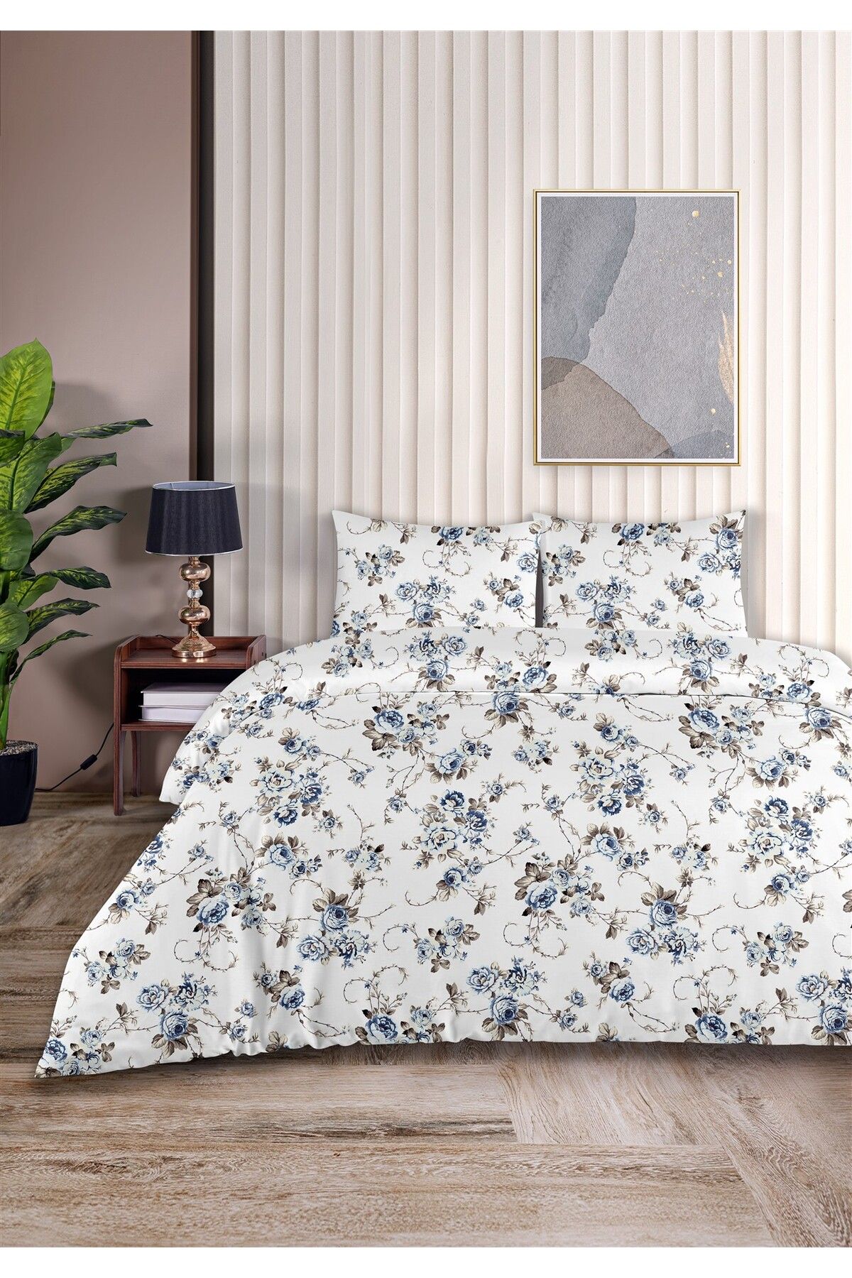 Evim-Gardenya 100% Cotton Akfil Cotton Double Duvet Cover Set 200X220Cm Petrol Blue 1