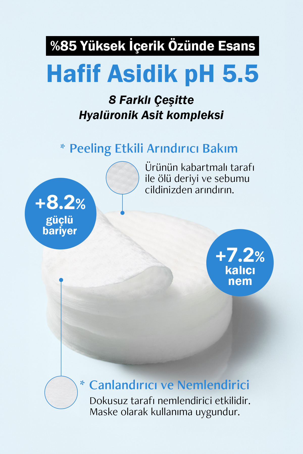 Hyalüronik Asit ve Cadı Fındığı İçeren Nemlendirici Tonikli Ped Toner Pad 10 adet — 8809736650303 — تصویر 3 از 4