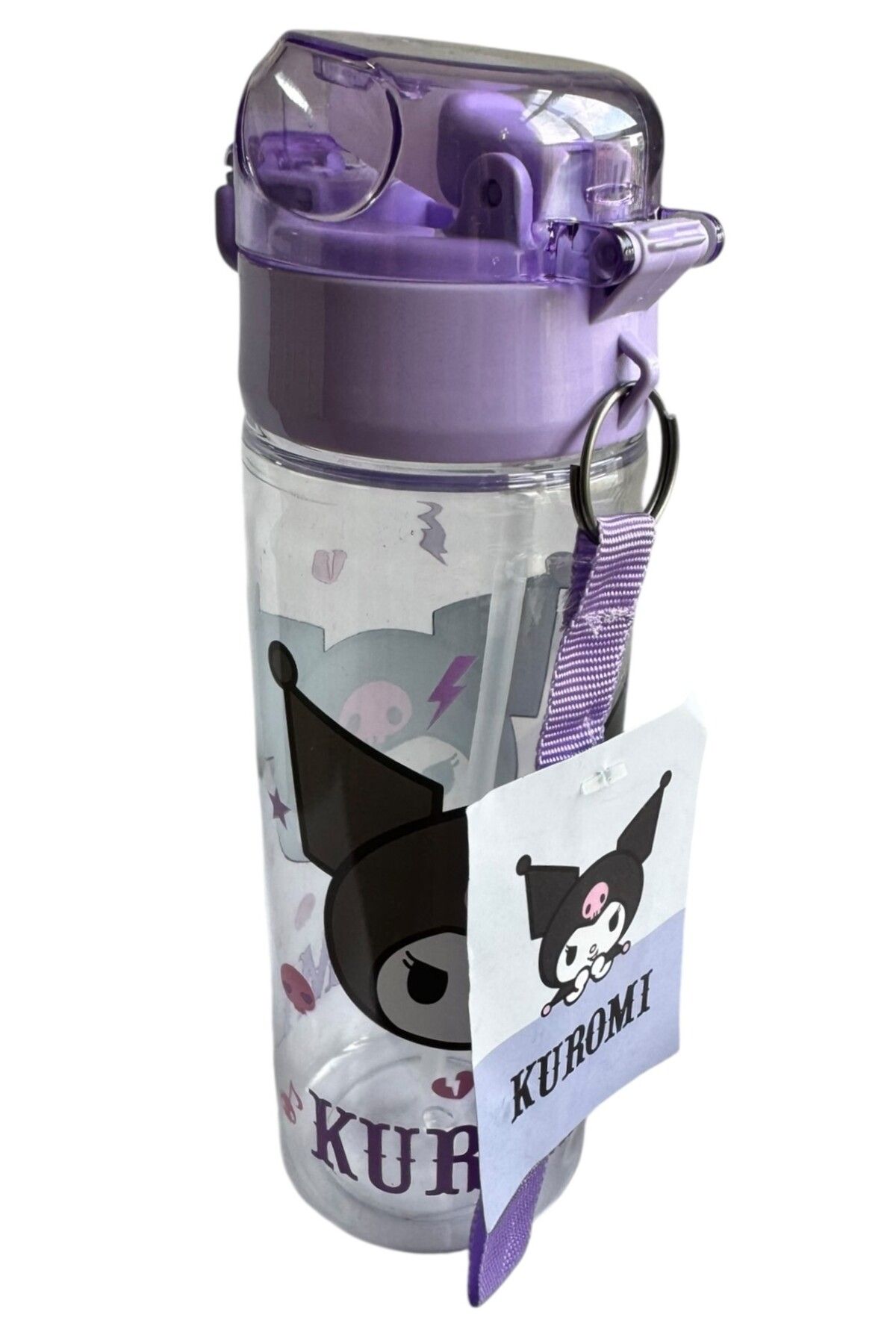 Polin-Kuromi Licensed Water Bottle with Straw, 500ml, Purple 2