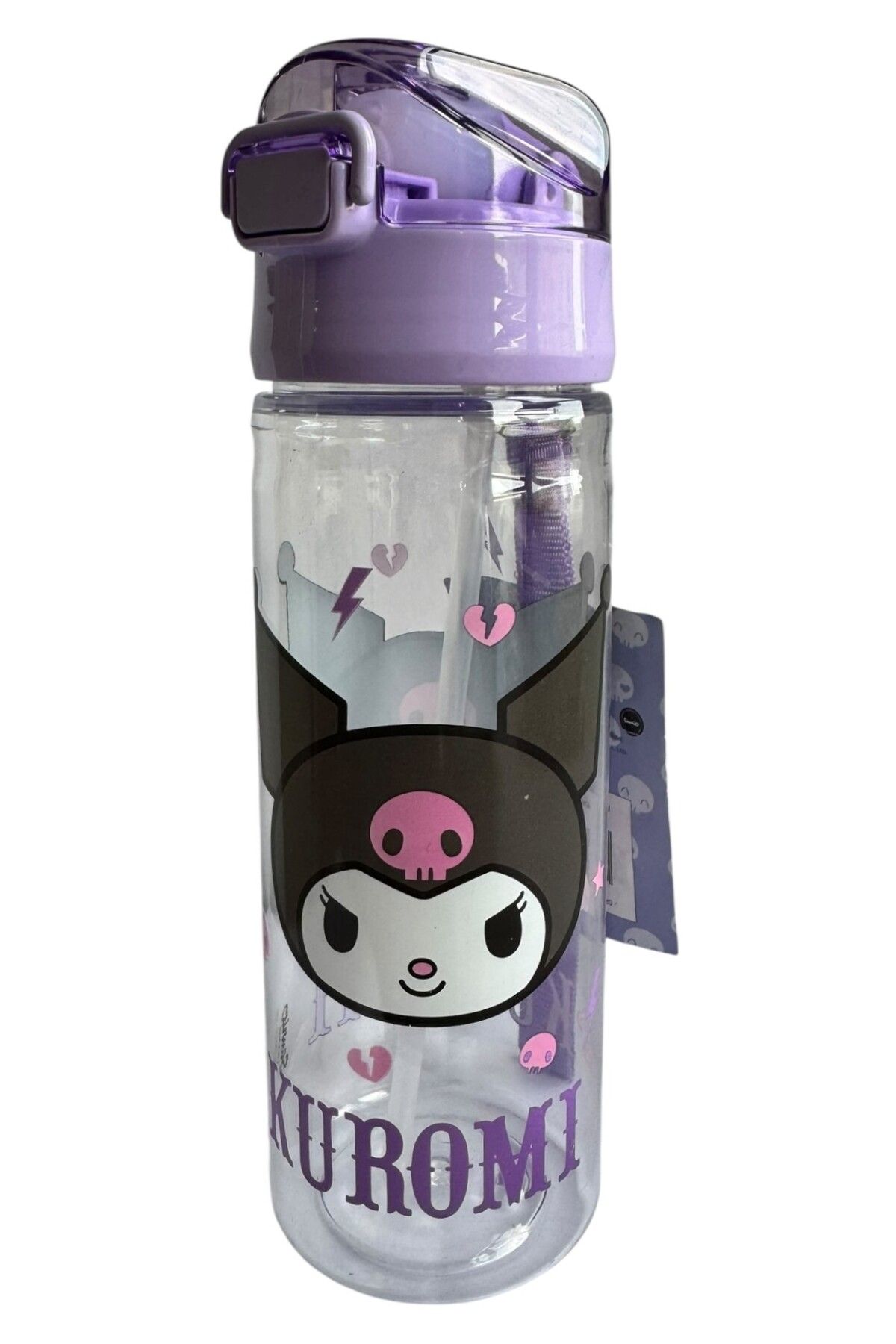 Polin-Kuromi Licensed Water Bottle with Straw, 500ml, Purple 3