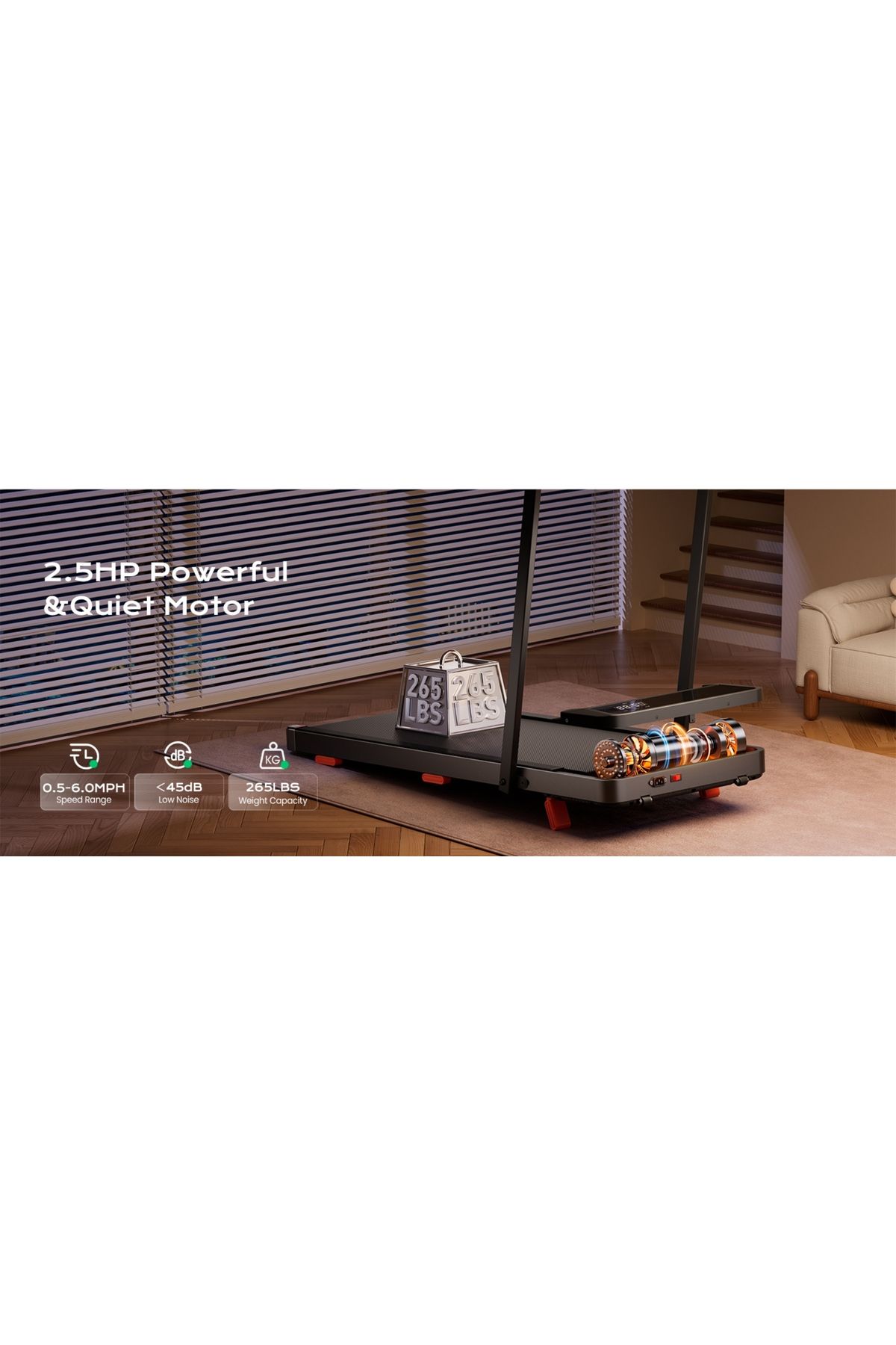 ALTIS-Advanced AL623 3-in-1 Folding Treadmill – 2.5HP Walking Pad with LED for Home & Office Use 4