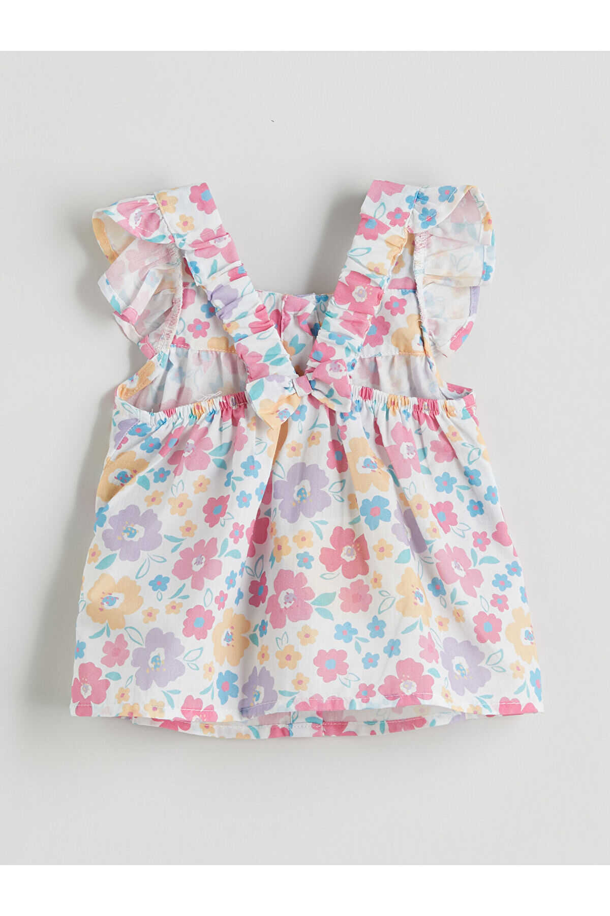 LC Waikiki Bej Kare Yaka Çiçekli Kız Bebek Bluz ve Şort 2'li fotoğrafı 4 (önizleme)