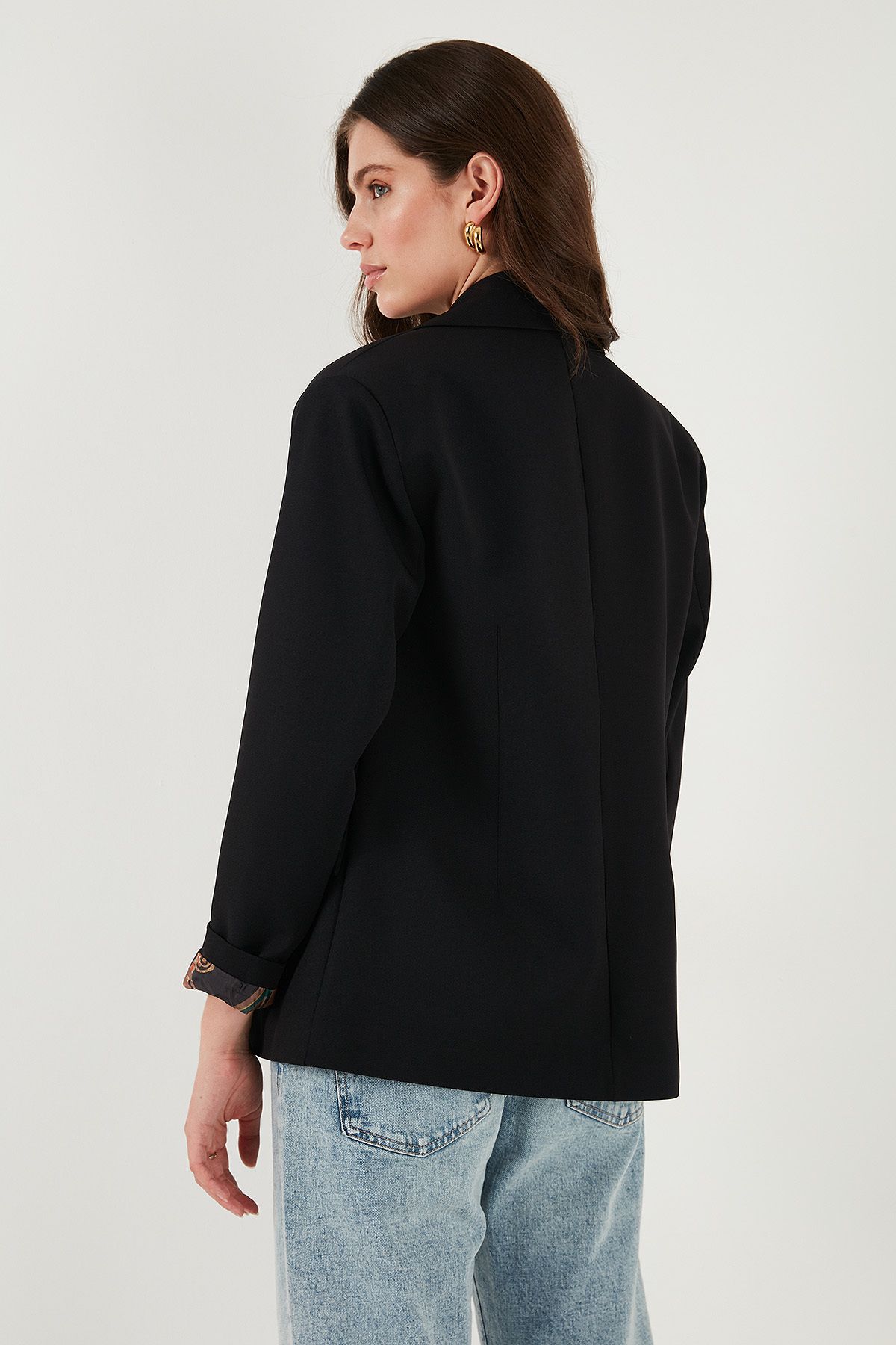 Lela-Regular Fit Mono Collar Patterned Blazer Jacket with Lining Detail Jacket 6524430 7