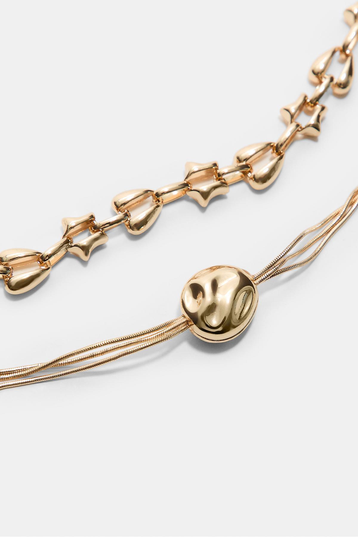 Stradivarius-Set of 2 voluminous charm necklaces 3