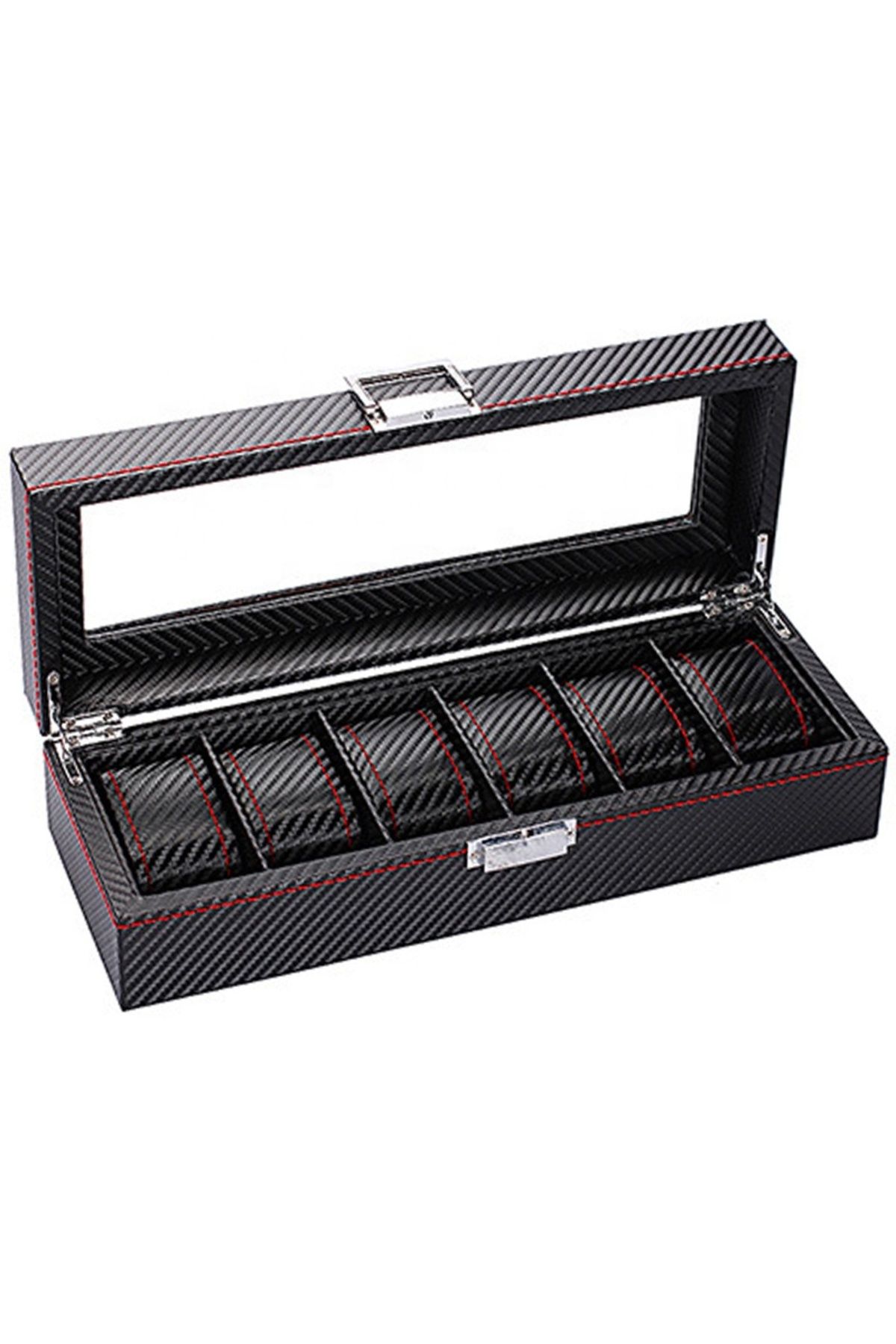 Choice-Carbon Fiber 6 WellZone Fashion Style 5/6/10/12 Positions Black Carbon Fiber Pattern Display Jewelry 1