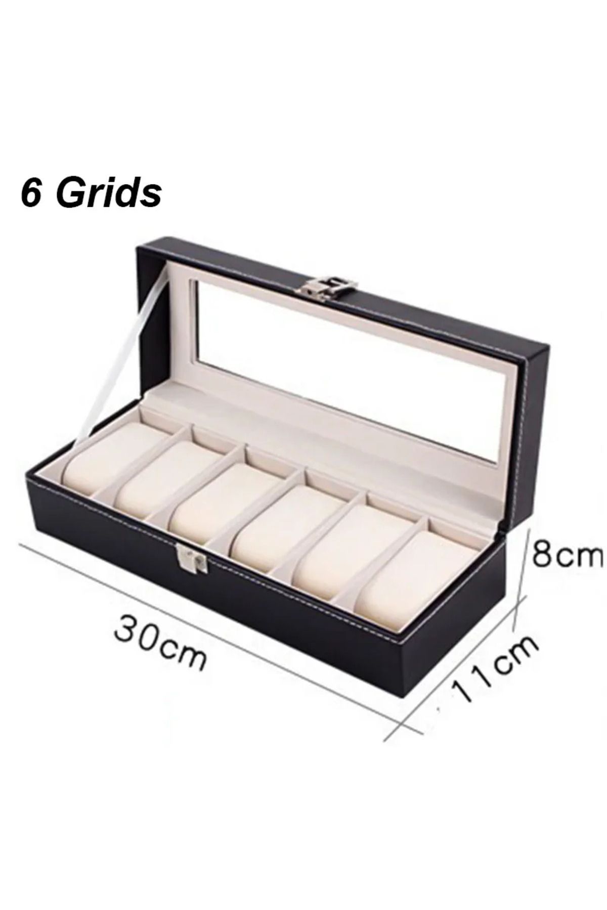Choice-Beige 6 Positions Classic Style Leather Watch Display Case Organizer - Jewelry Storage Box with Glas 1