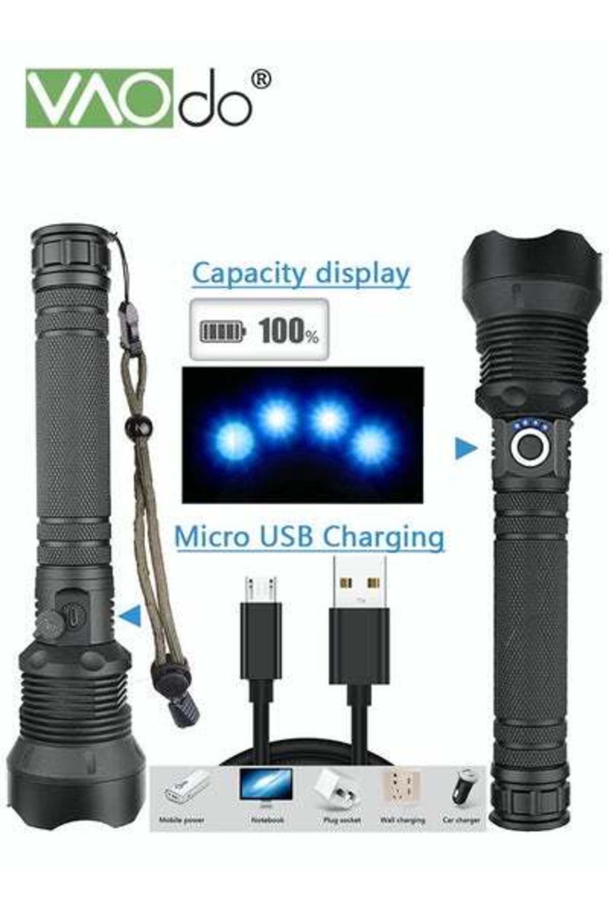 VAODO-P90 LED Flashlight Zoom 3 Mode High Lumens Handheld Rechargeable Flashlight Powerful Torch 4