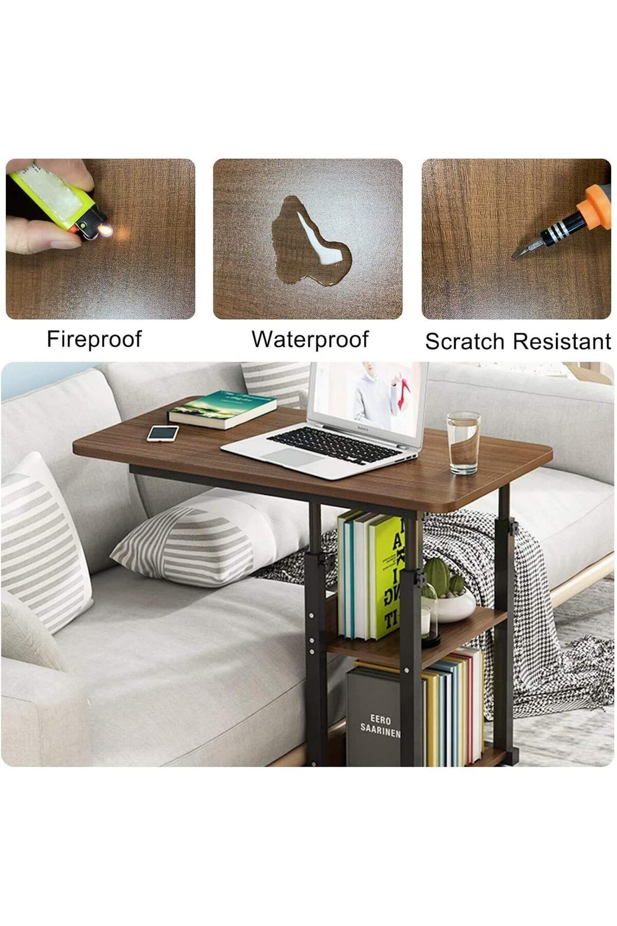 Türkiye-Adjustable Overbed C-Shaped Table With Wheels - Side Snack End Table, Portable Computer Desk, Home R 7