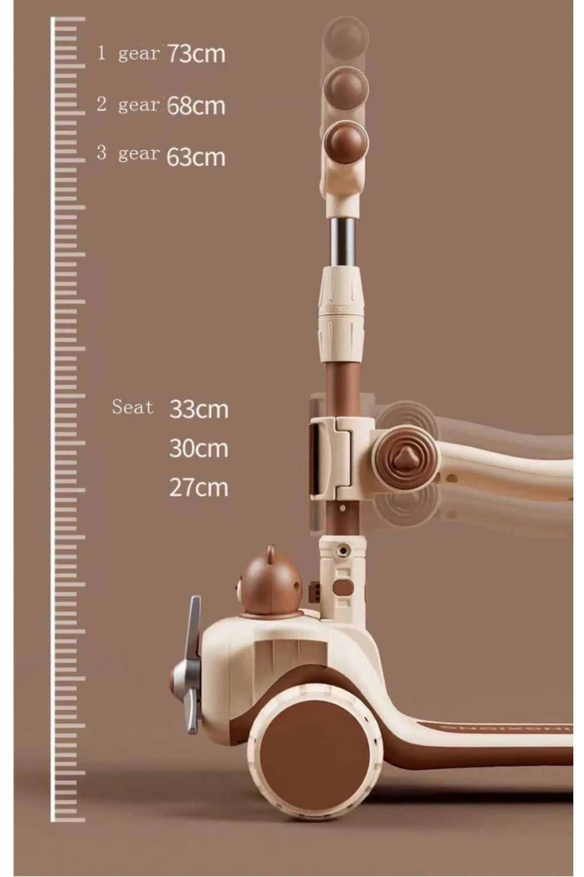 Nichiduta-3 in 1 scooter for children, Nichiduta, foldable, with adjustable handlebar, ergonomic handles, music, 8