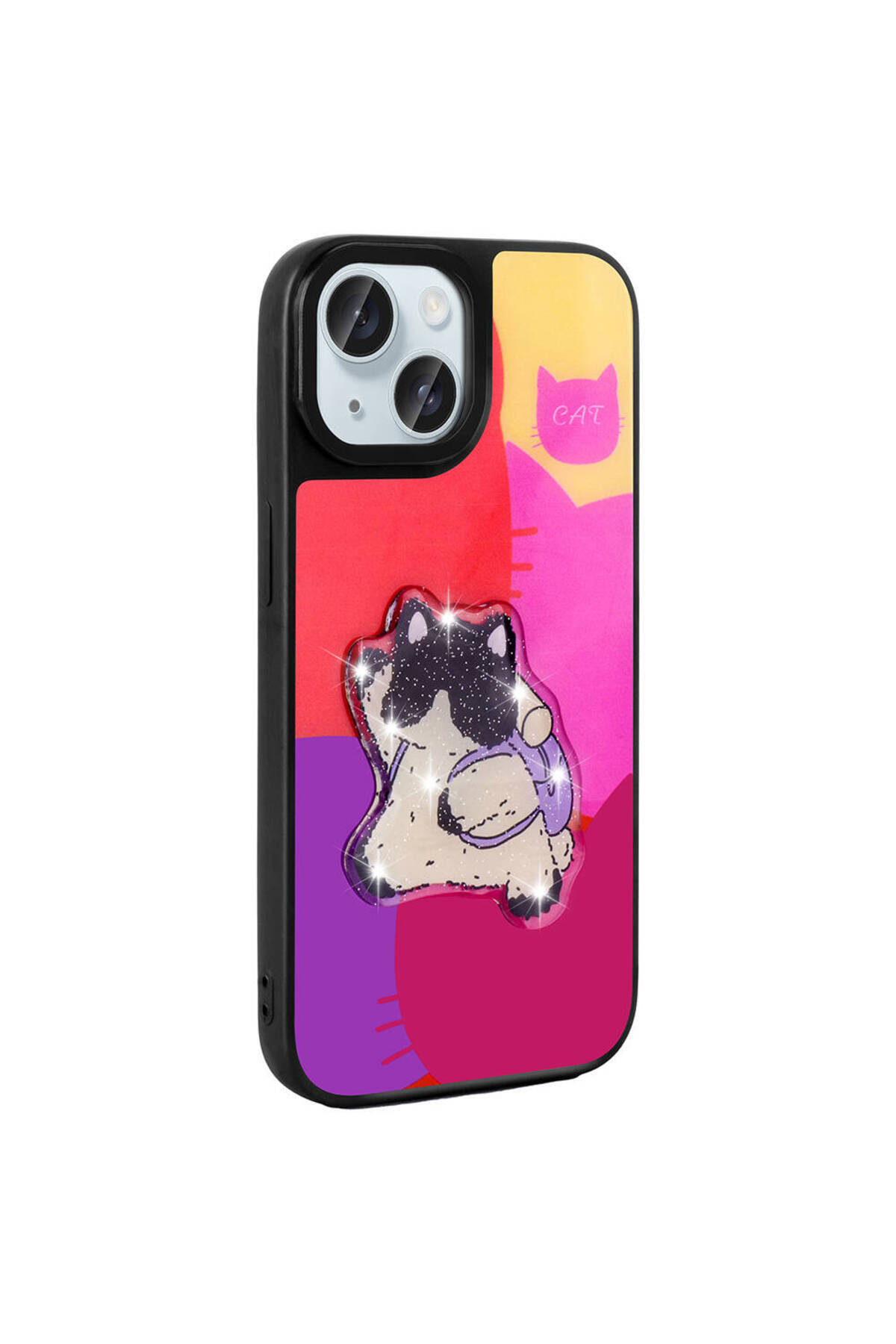 xemu-iPhone 14 Case Shining Embossed Iconic Figure Cppl Amas Silicone Cover - Pink 6