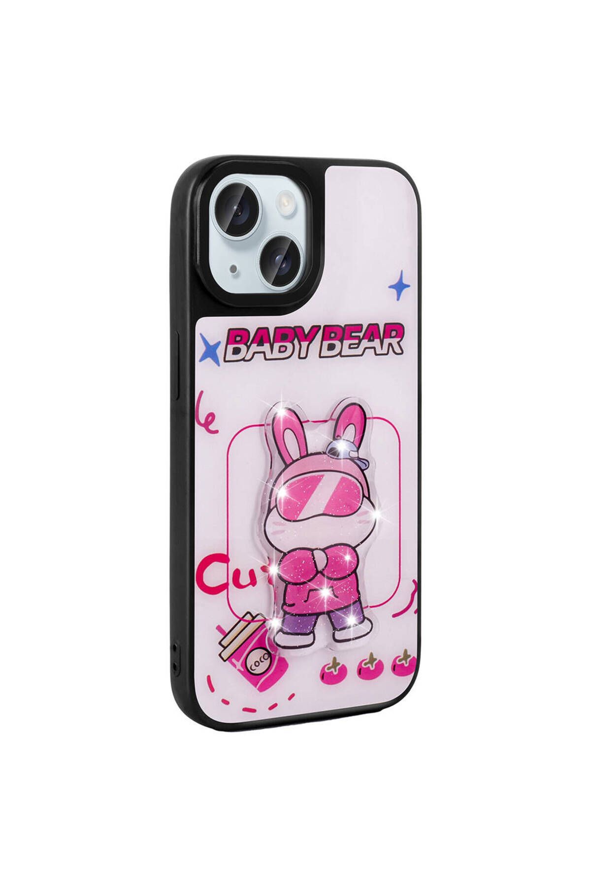 xemu-iPhone 14 Case Shining Embossed Iconic Figure Cppl Amas Silicone Cover - Pink 8