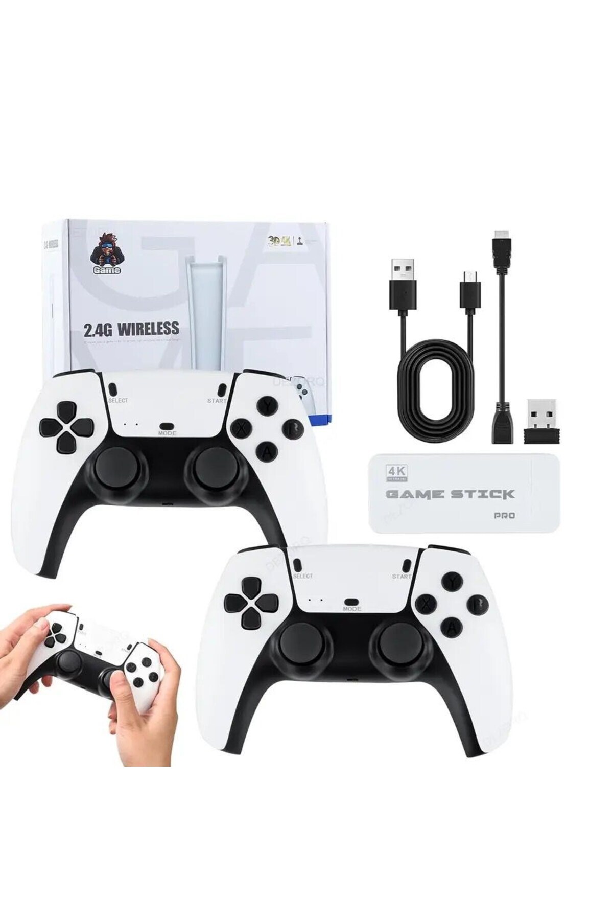 Bestech Ps5 Kollu Atari 30.000 Oyunlu 2.4g Kablosuz Çift Kol Retro Oyunlar 4k Game Stick Uyumlu