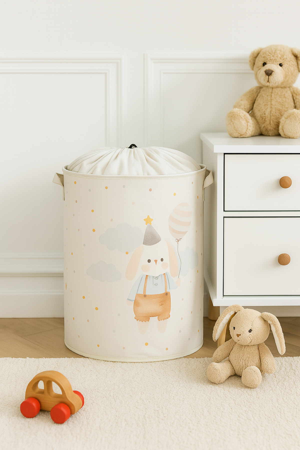 Genel Markalar Tavşan Fileli Sepet Katlanabilir Düzenleyici Sepet - Oyuncak ve Çamaşırlar İçin 37X40