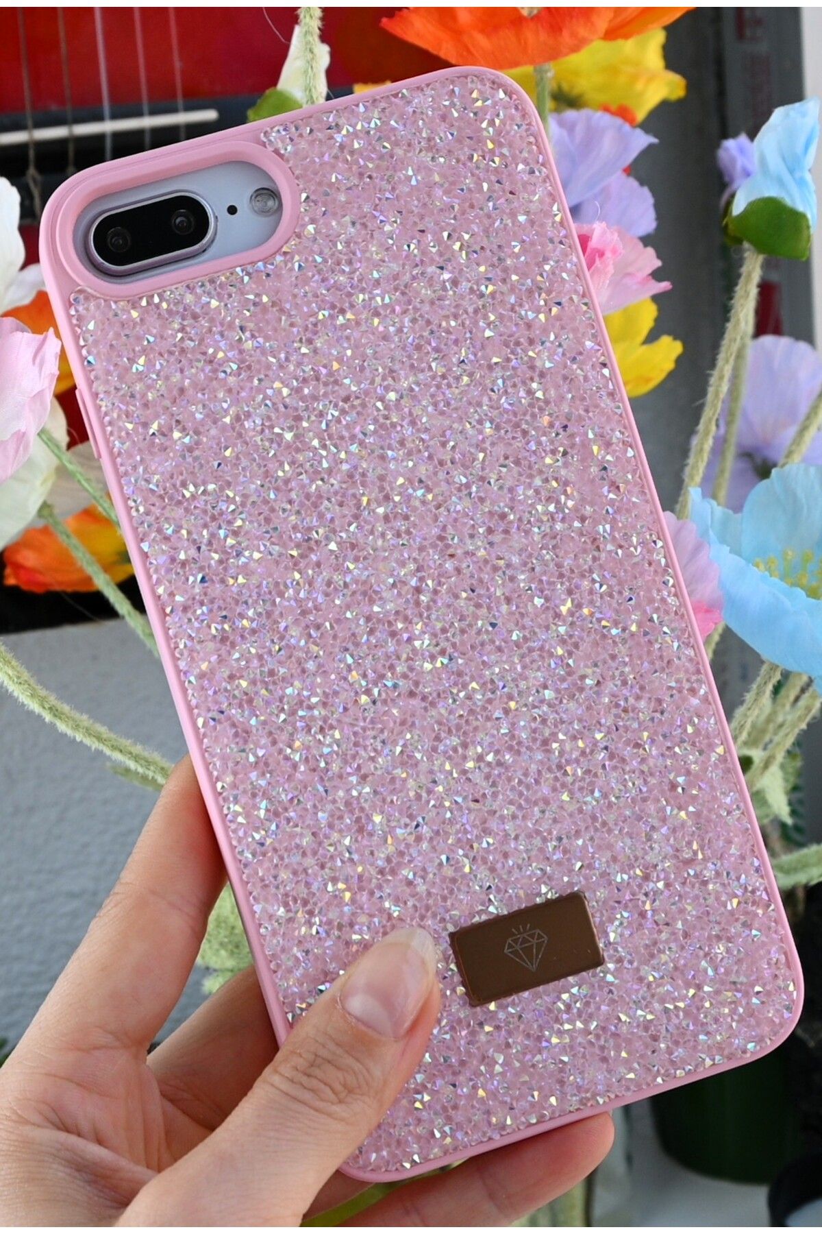 Go Aksesuar-iPhone 6 Plus 7 Plus and 8 Plus Compatible Diamond Design Stone Sparkling Shiny Diamond Silicone Case 2