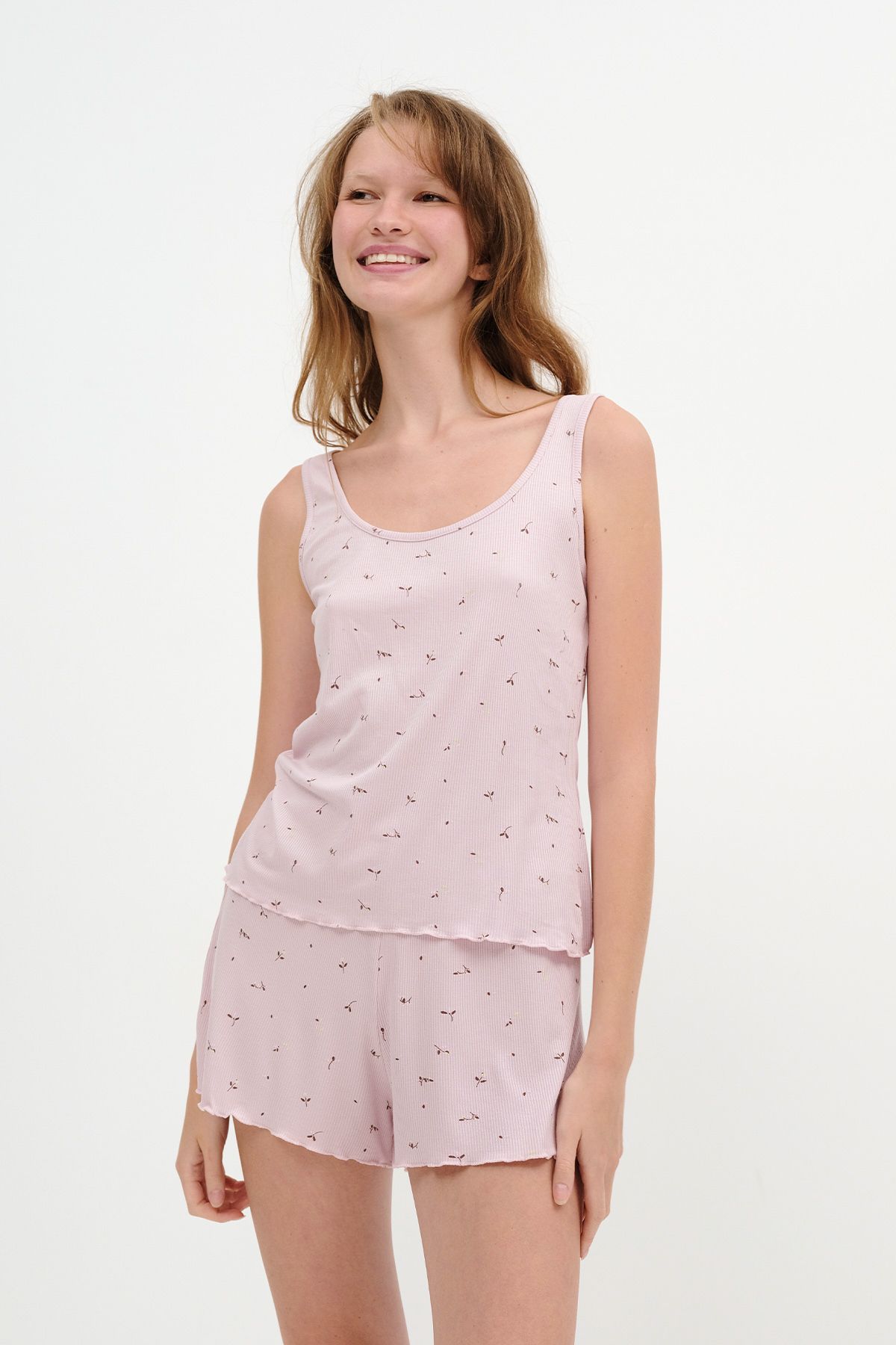 Addax-Patterned Shorts Pajama Set Ş131 6