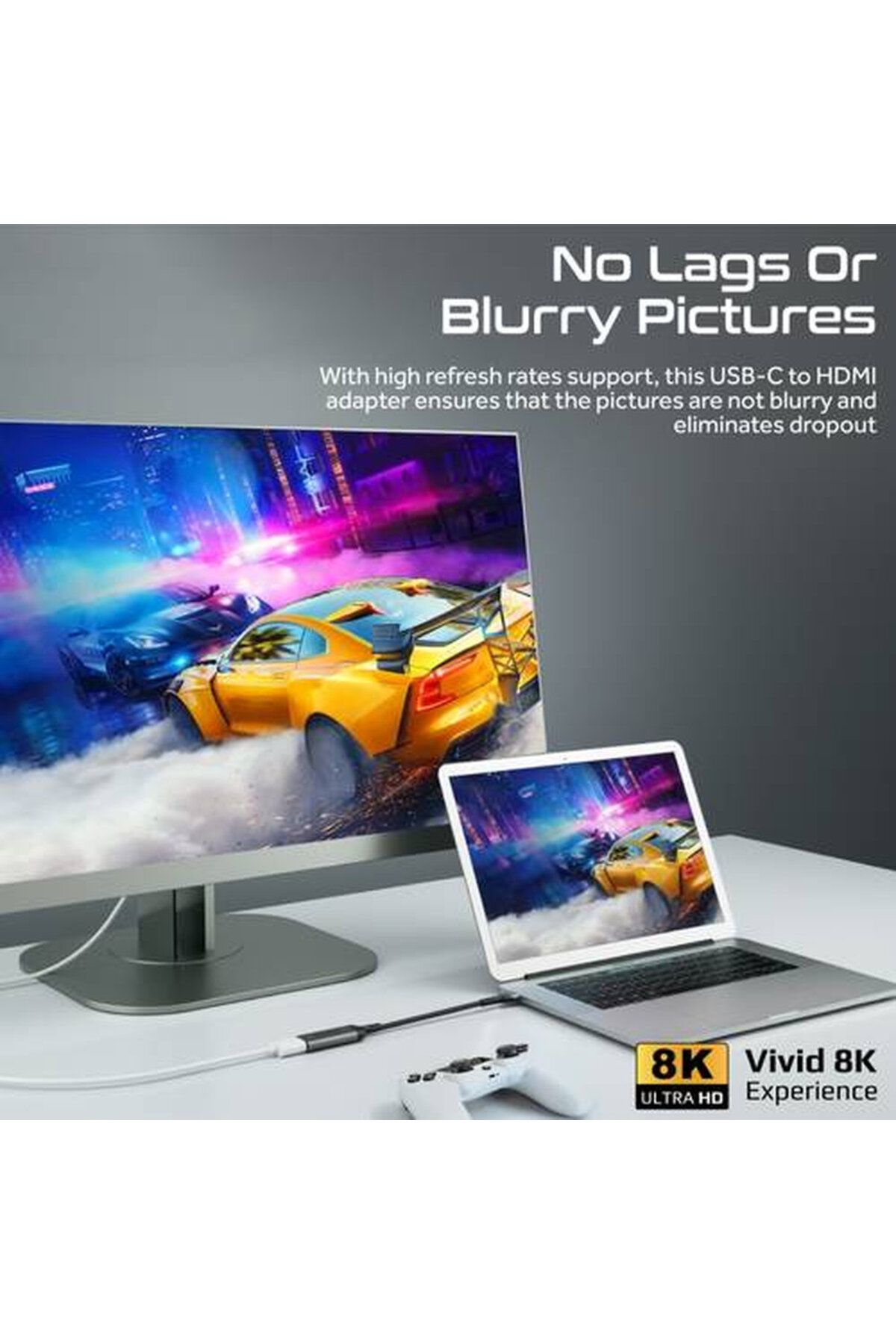Promate-Best 8K USB-C to HDMI Adapter, Compatible with iOS, Windows, and Android Systems with Easy Plug and Play 3