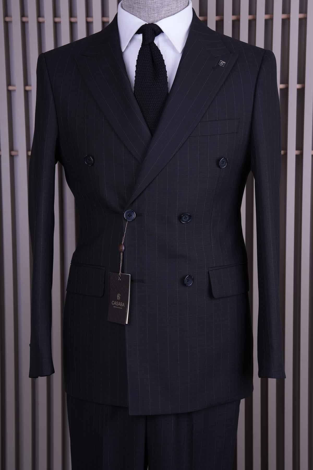 CASABA-Striped Men's Double Breasted Suit 7408 1