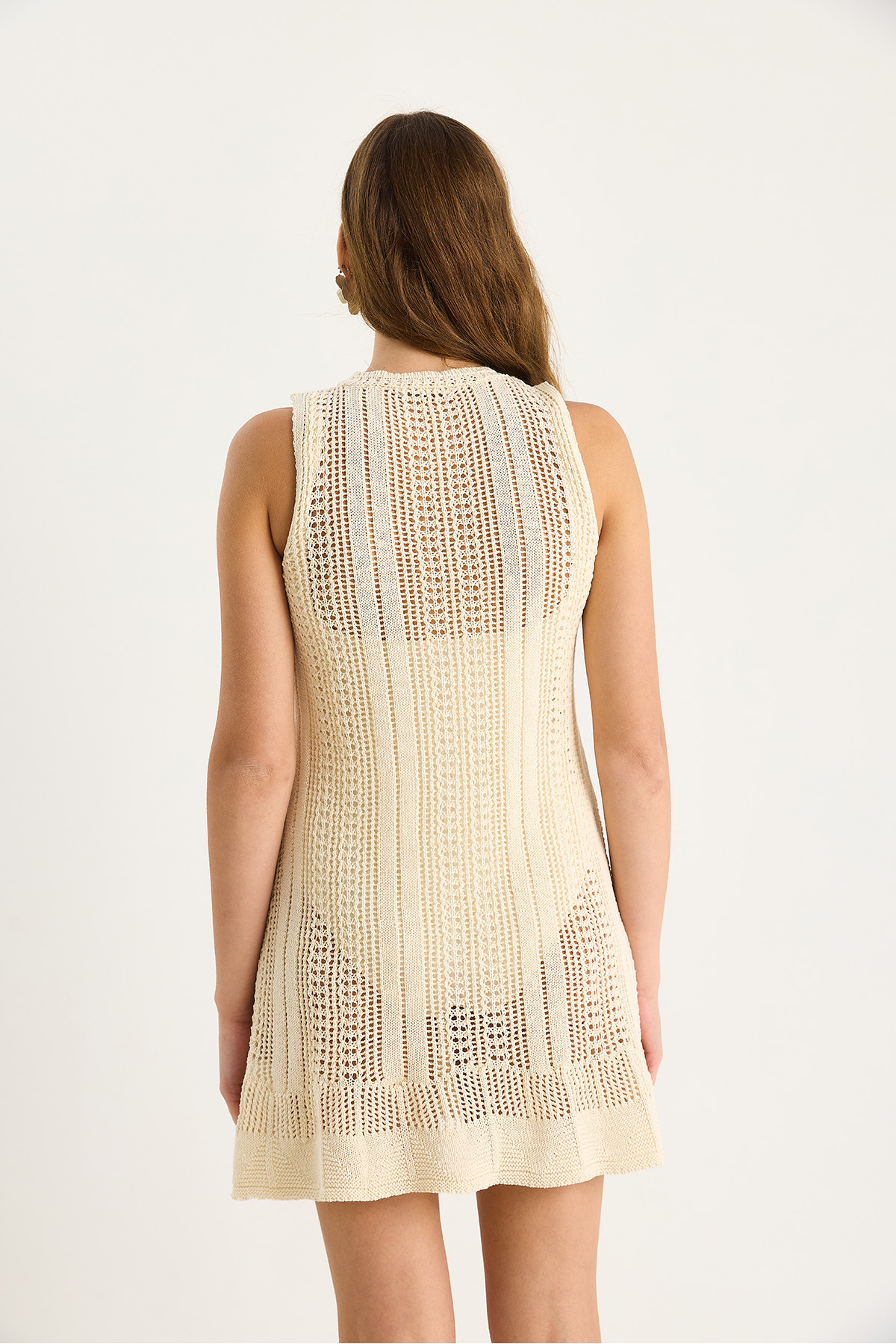 Bianco Lucci-Women's Mini Crochet Knitwear Dress 20251046 7