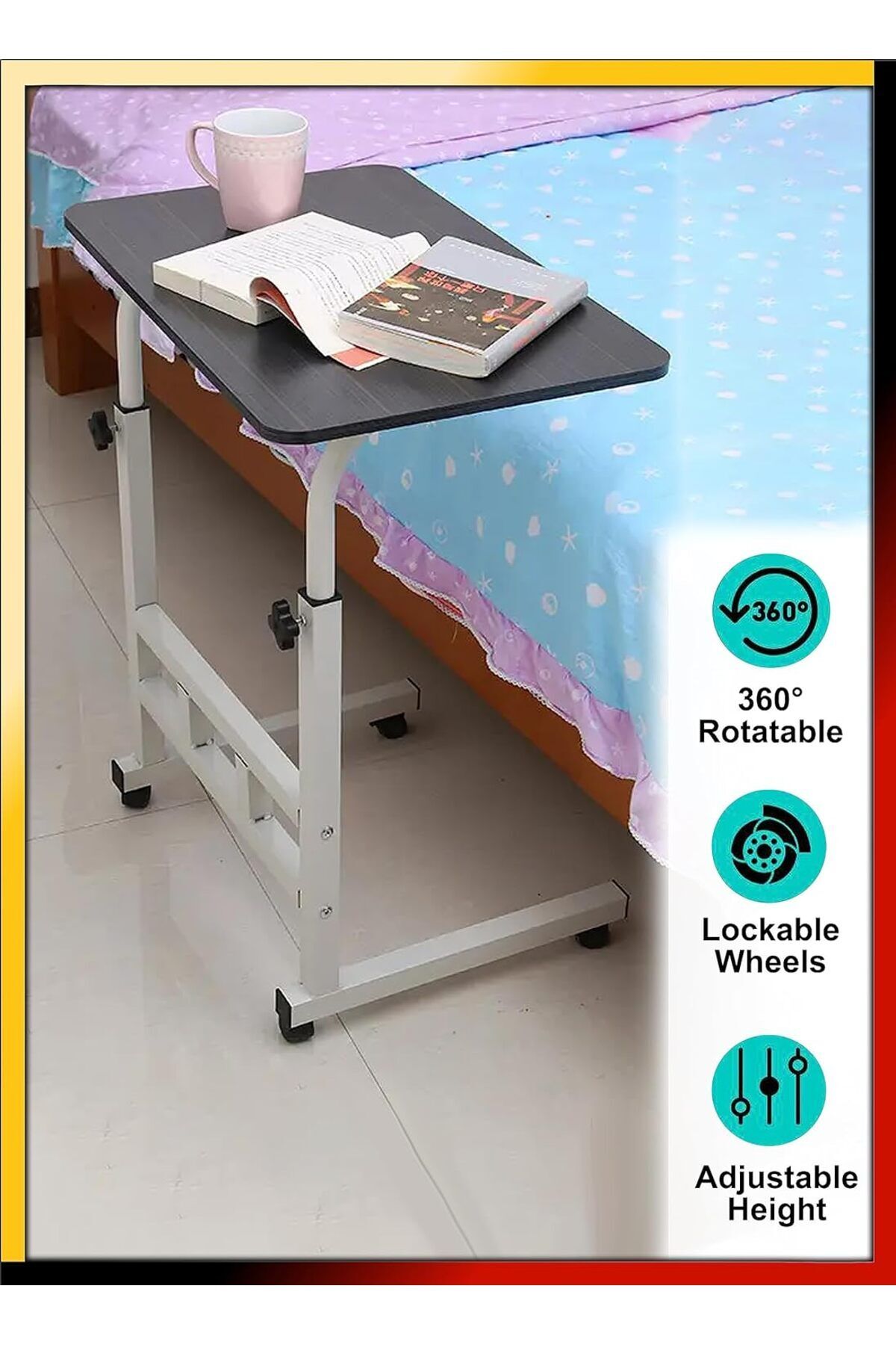 Türkiye-Upgraded Metal Base Adjustable Multipurpose Movable Desktop Computer Mobile Laptop Desk H 5