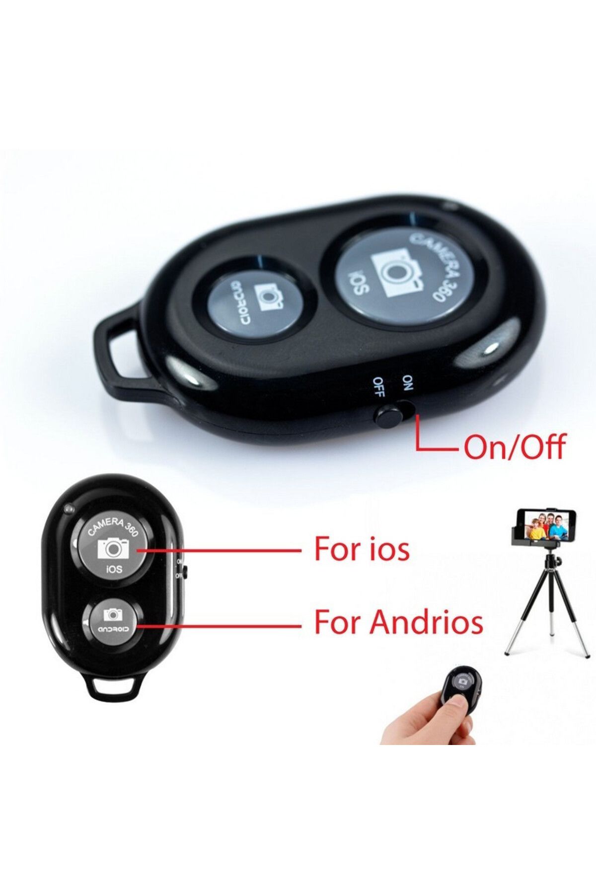 Techsuit-Telecomandă pentru stick selfie - Control Bluetooth (RMC-01) - Negru 5
