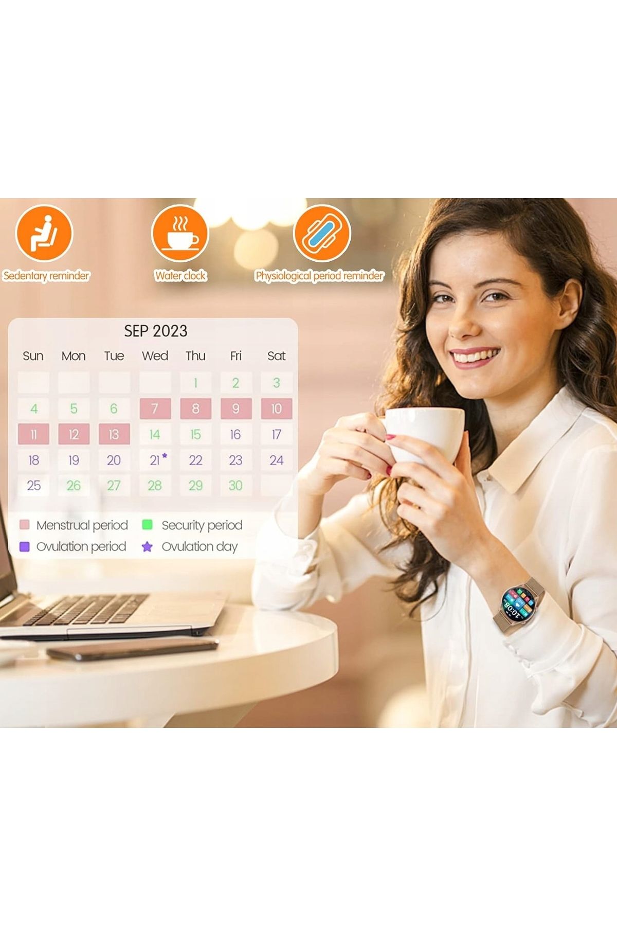Inna marka-smartwatch DAMSKI IP68 NA BRANSOLECIE ELEGANCKI WODOODPORNY ZEGAREK PREZENT 5