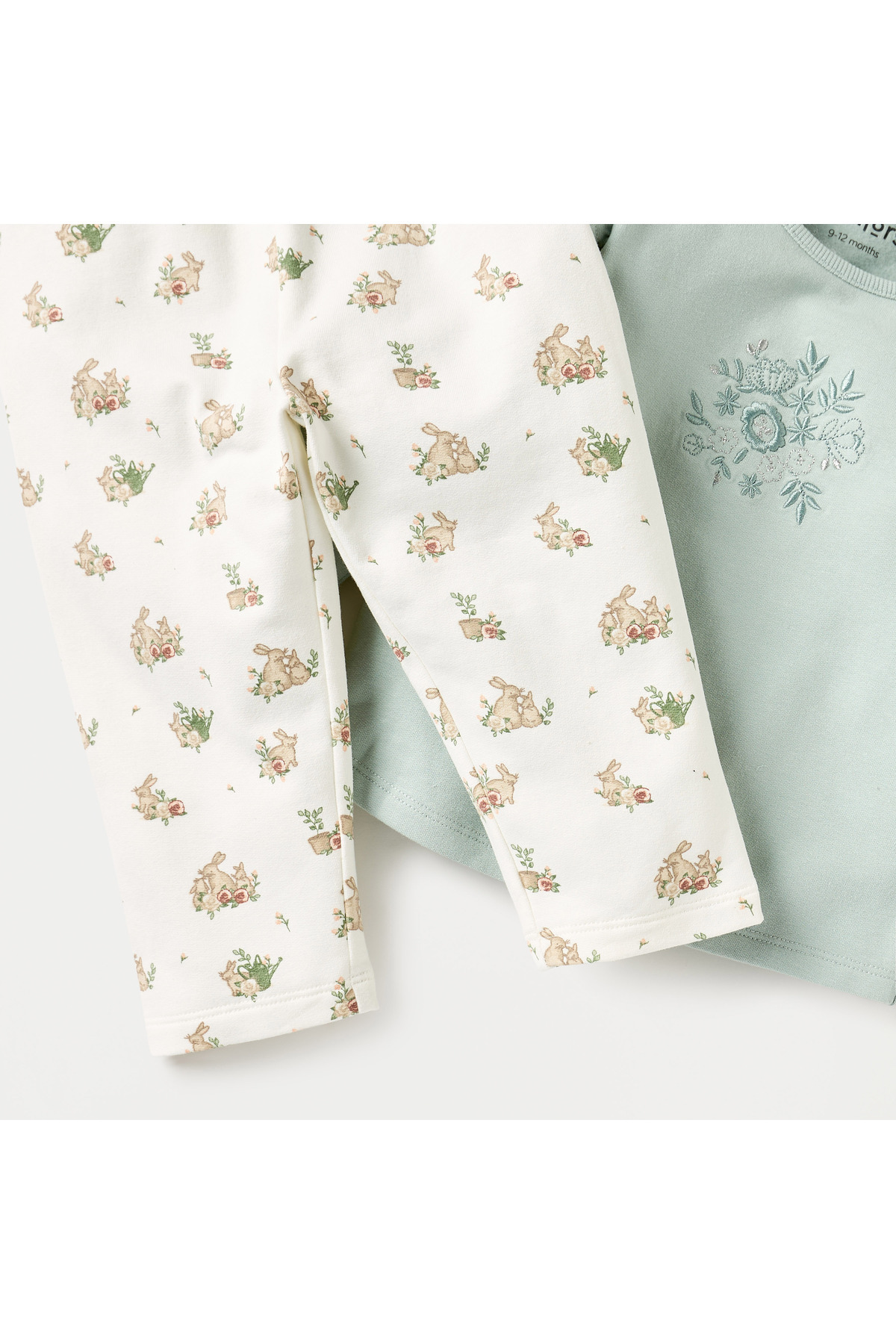 Juniors-Embroidered Top and Bunny Print Pyjama Set 5