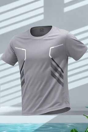 GENIUS STORE Erkek Spor Tişört Antreman Gym Polyester Erkek Sporcu T-shirt ŞE...