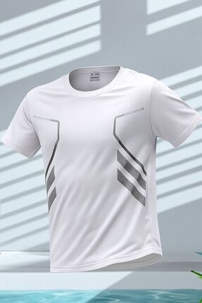GENIUS STORE Erkek Spor Tişört Antreman Gym Polyester Erkek Sporcu T-shirt ŞE...