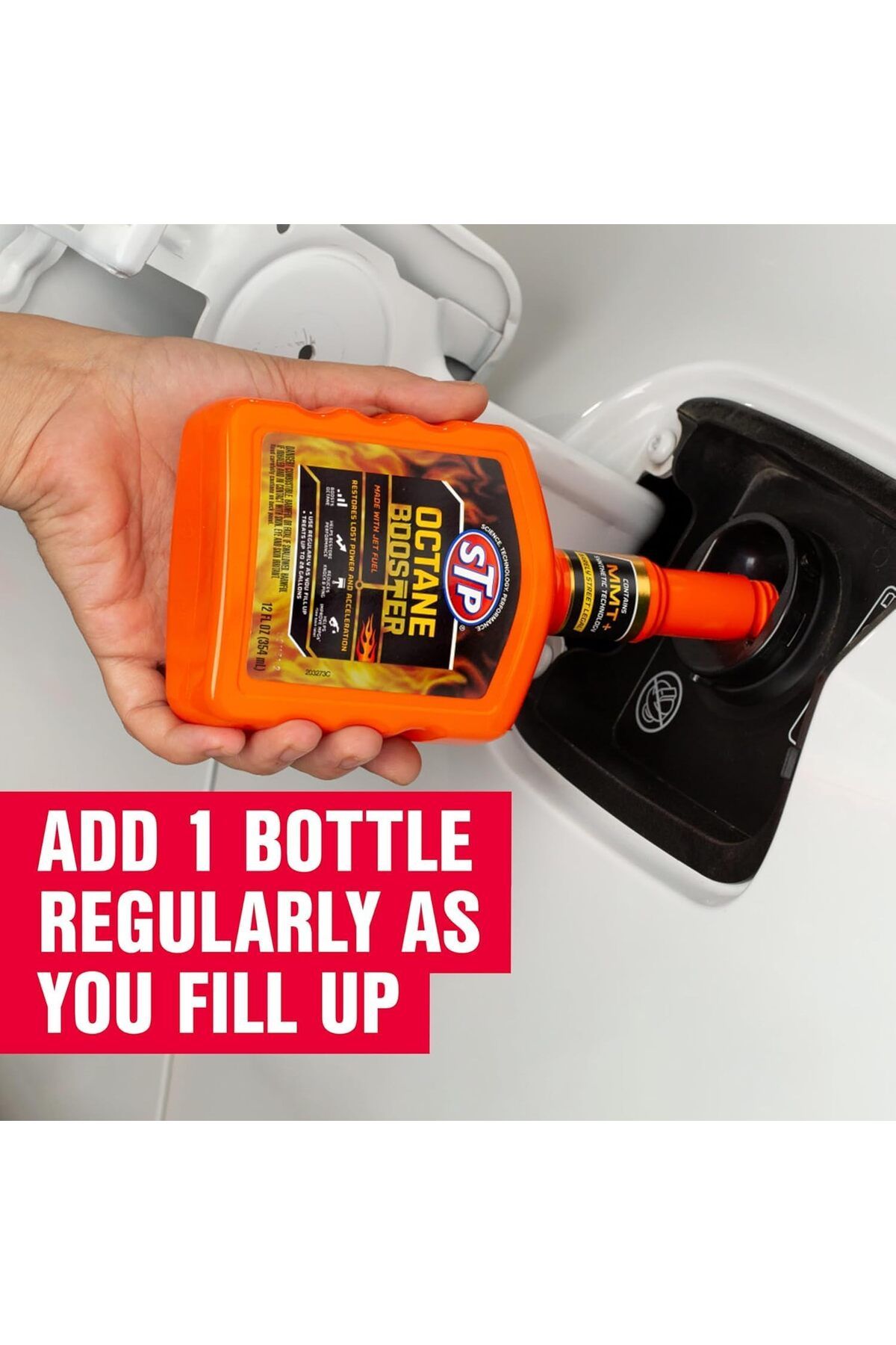 STP-Octane Booster 354 ml with MMT+ synthetic technology and jet fuel components for performance and 2