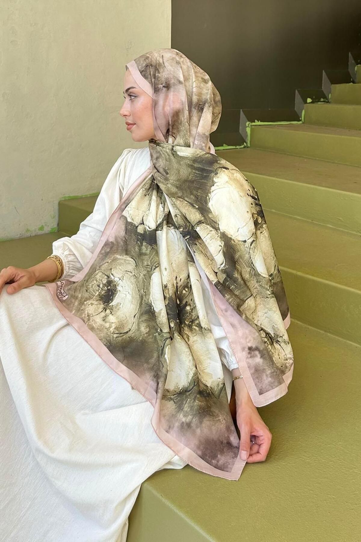lamelif-Bohemian Flower Pattern Soft Shawl Camel 3