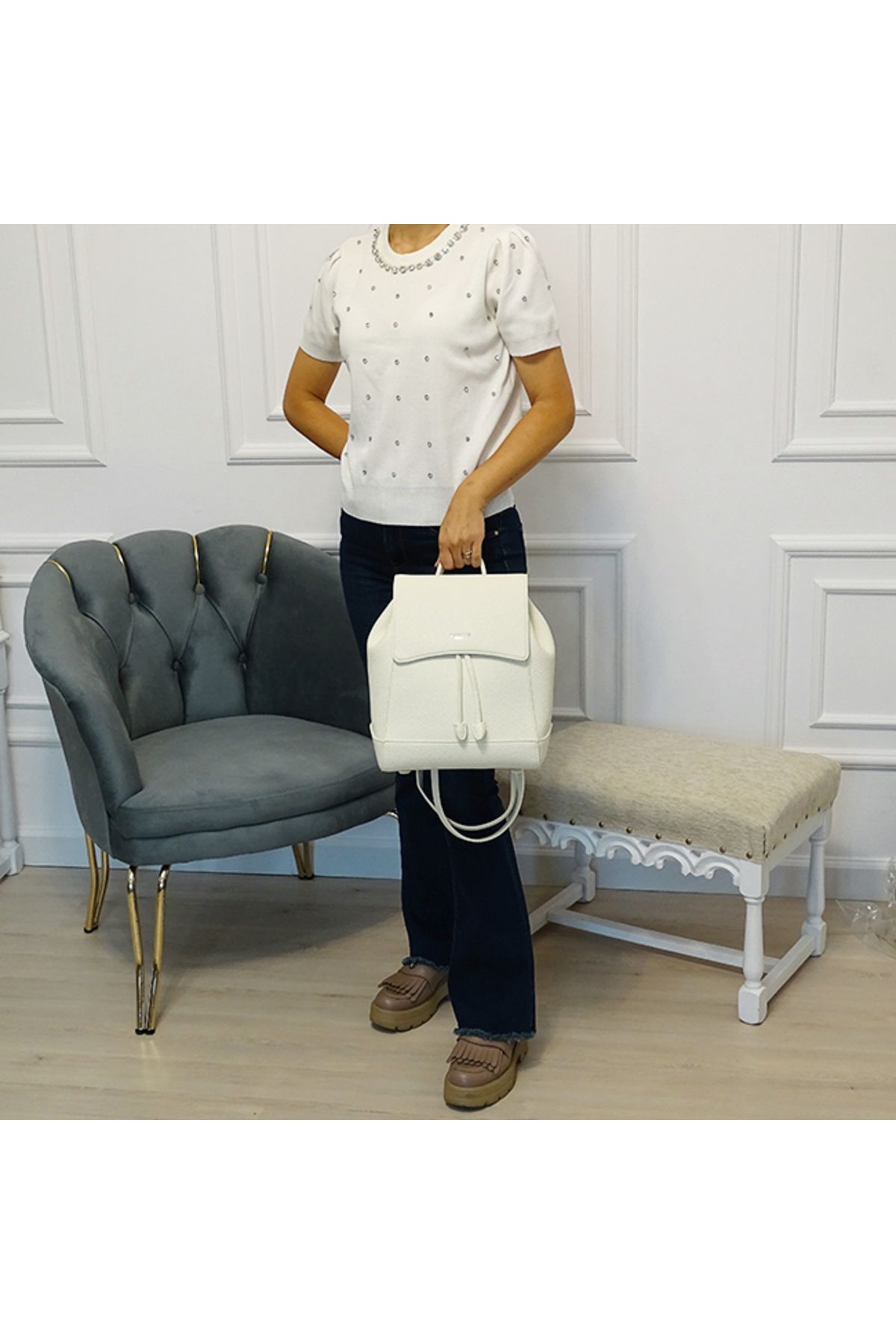 Diana&Co-Casual cream backpack DOS746-2 M13 2