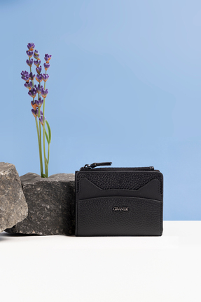 Grande 2828 Hakiki Deri Kedili Tasarım Minimal Cüzdan SİYAH