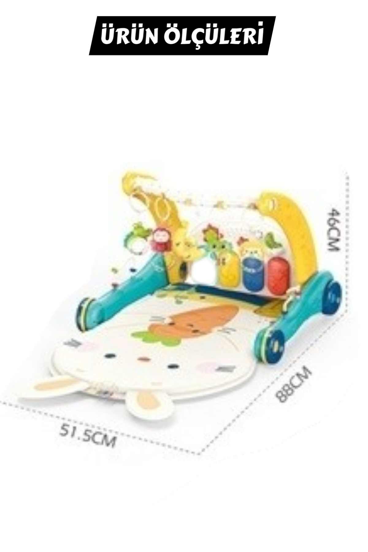 YILDIRIM OYUNCAK Piyanolu 2 in 1 Bebek Yürüteci ve Tavşan Desenli Oyun Halısı Sesli Işıklı 88 cm fotoğrafı 5 (önizleme)