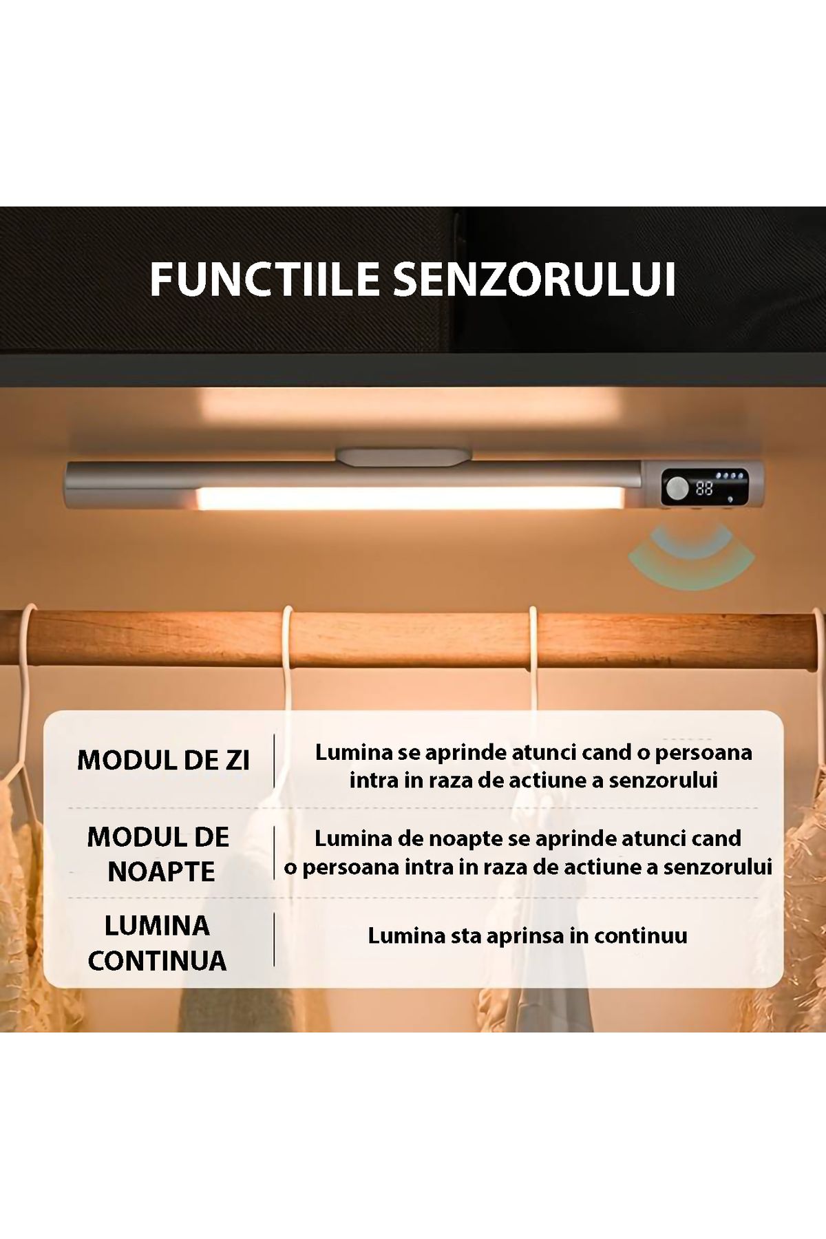 miraza-Smart LED Lamp with Motion Sensor, 2000mAh, USB-C, Digital Display, Rotating Sensors 4