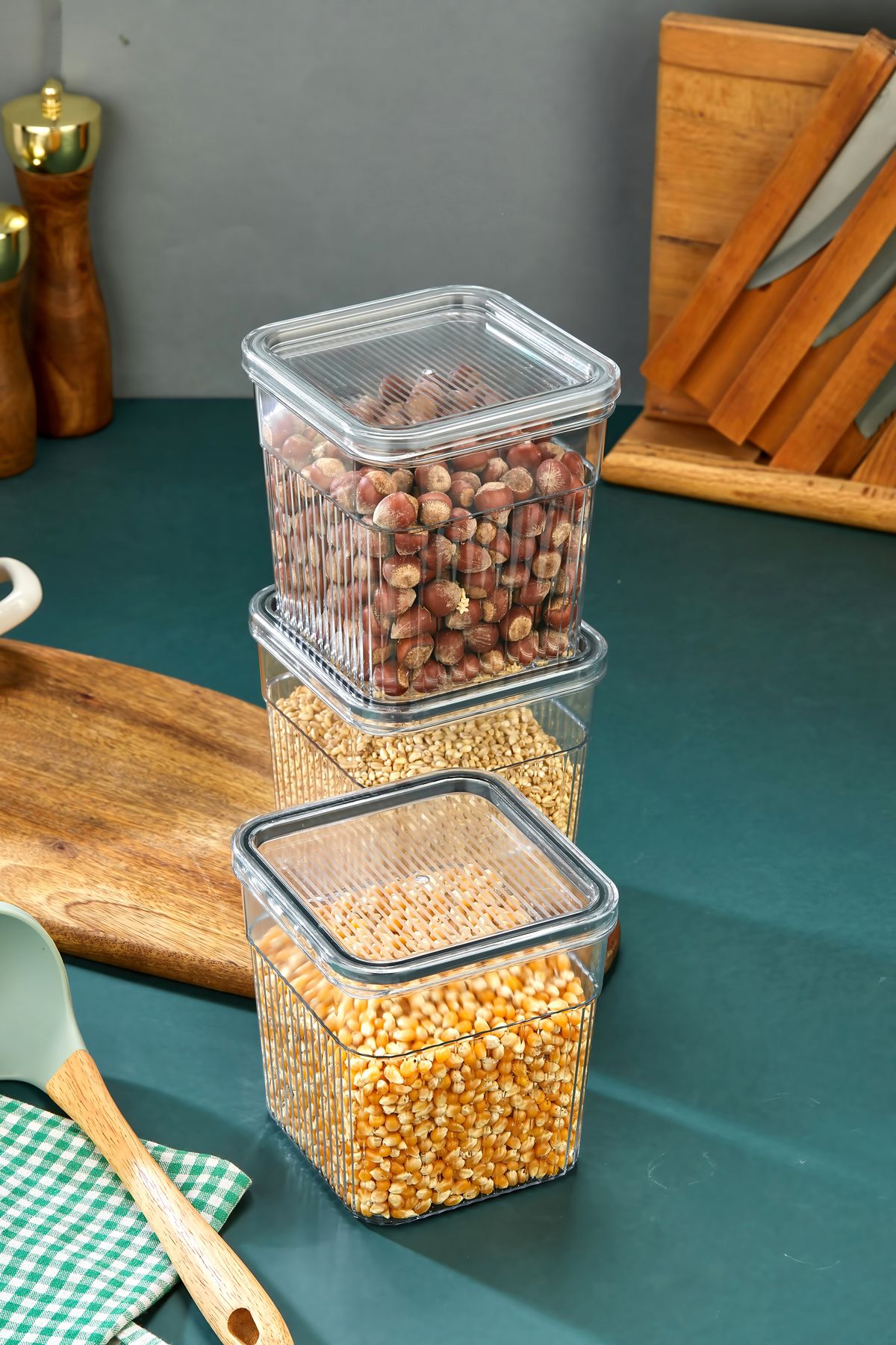 Espas Home-3 Piece Storage Container Set with Gaskets and Leak-Proof Lids – Refrigerator and Dry Food Compatible 3X1600 ml 5
