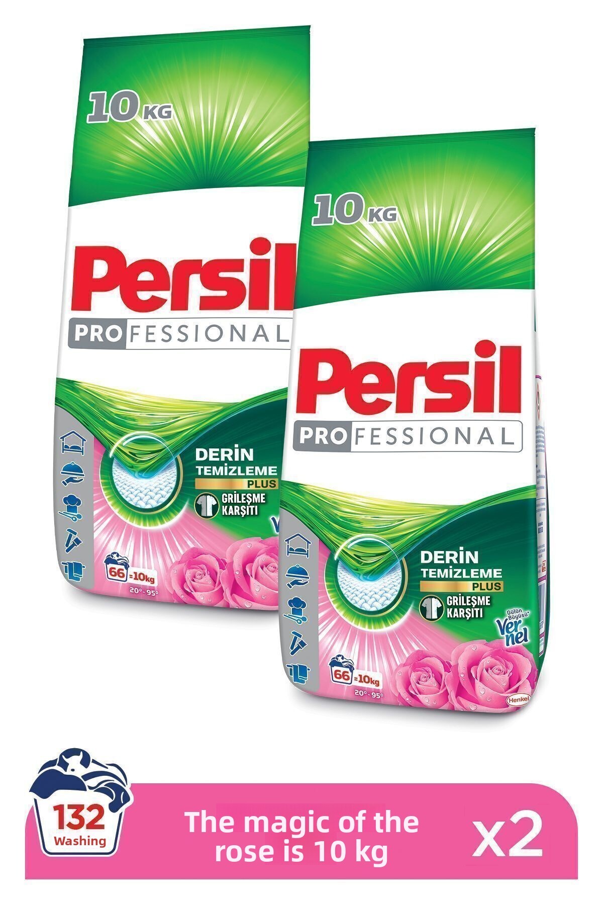 Persil Detergent pudră pentru rufe 2 X 10kg (132 SPĂLĂRI) Magia Trandafirului
