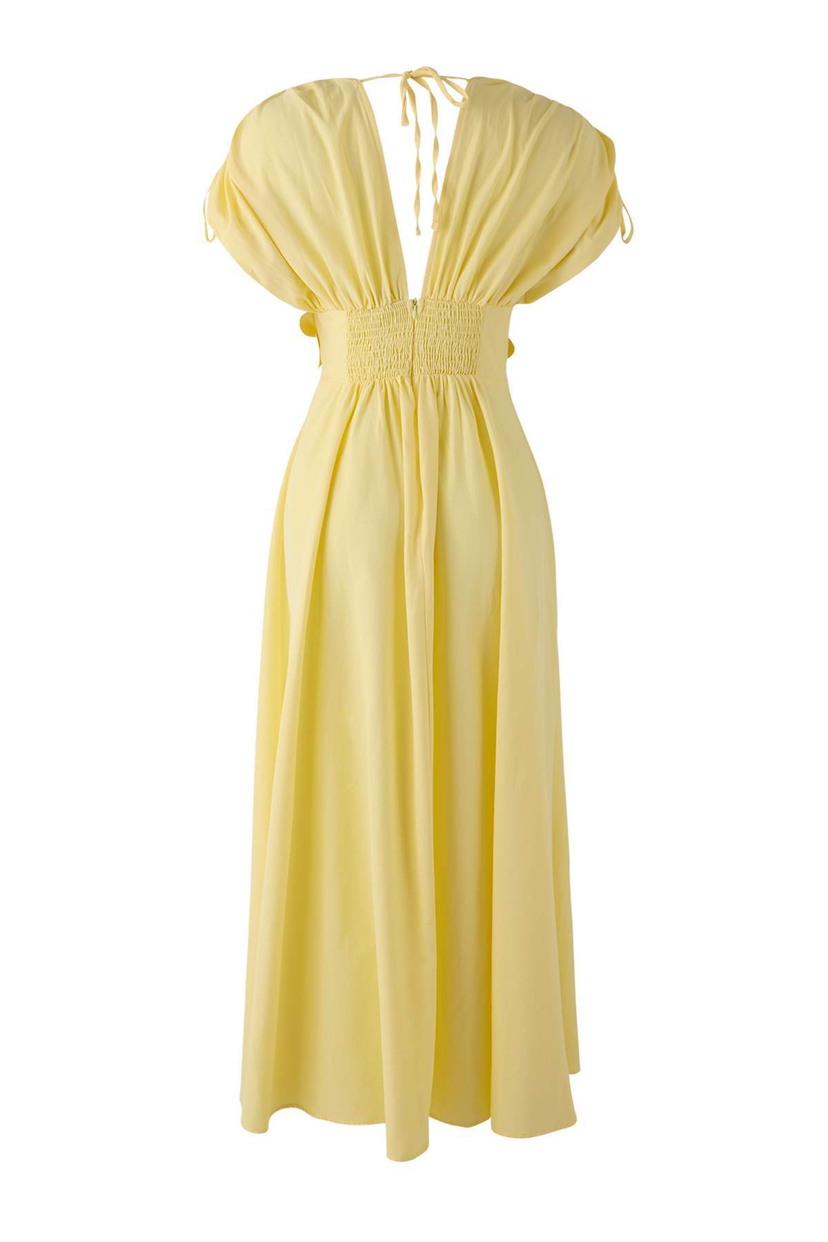 Trendyolmilla  Açık Sarı 3 Boyutlu Çiçek Detaylı Poplin Şık Abiye Gece Mezuniyet Elbisesi TPRSS24EL00282 - Görsel 13