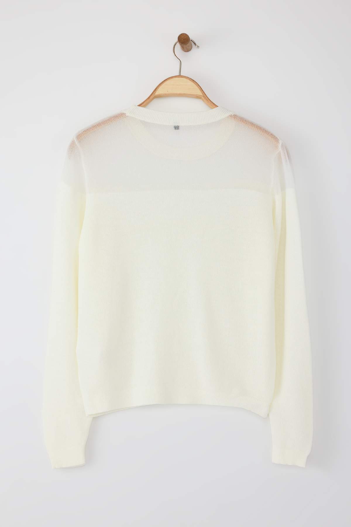 Trendyolmilla  Ekru Simli Transparan Detaylı Triko Kazak TWOAW24KZ01023 - Görsel 7