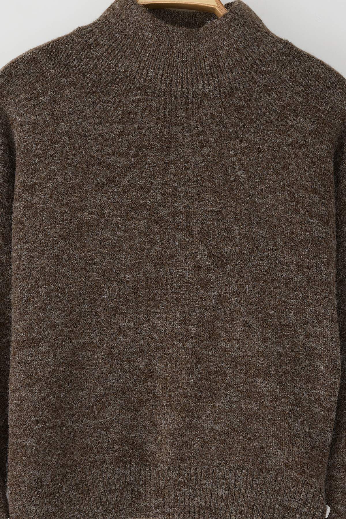 Trendyolmilla  Wardrobe Essentials Vizon Alpaka Yün Karışımlı Premium İplik Geniş Kalıp Triko Kazak |TWOAW26KZ00079 - Görsel 6