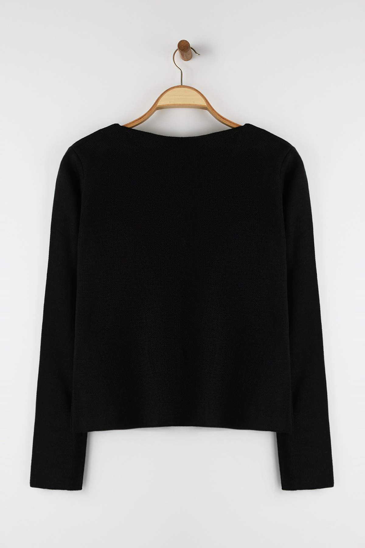 Trendyolmilla  Siyah Trend Düğme Detaylı Triko Hırka TWOAW26HI00121 - Görsel 7